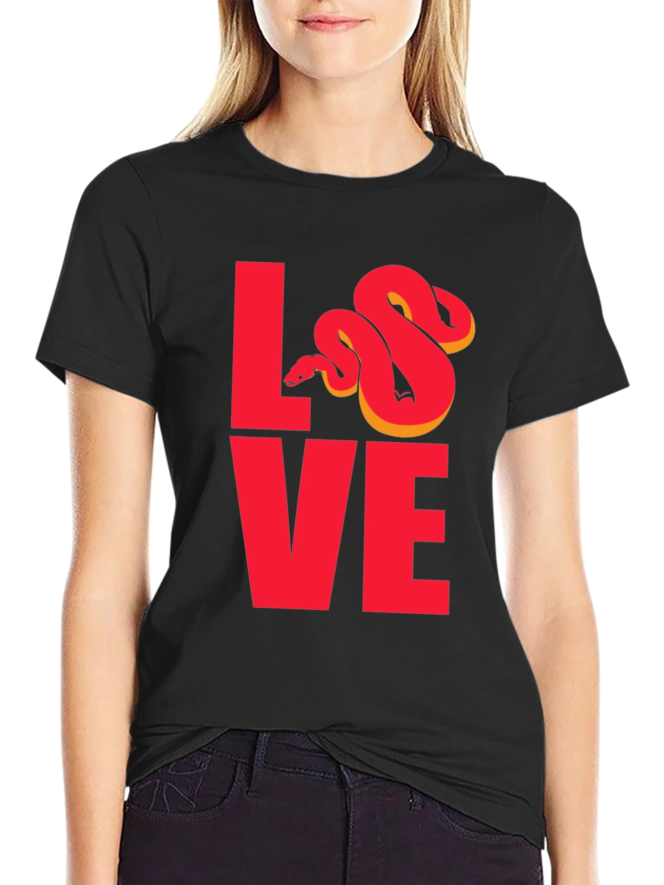 Snake Love Graphic T-Shirt - Red Design