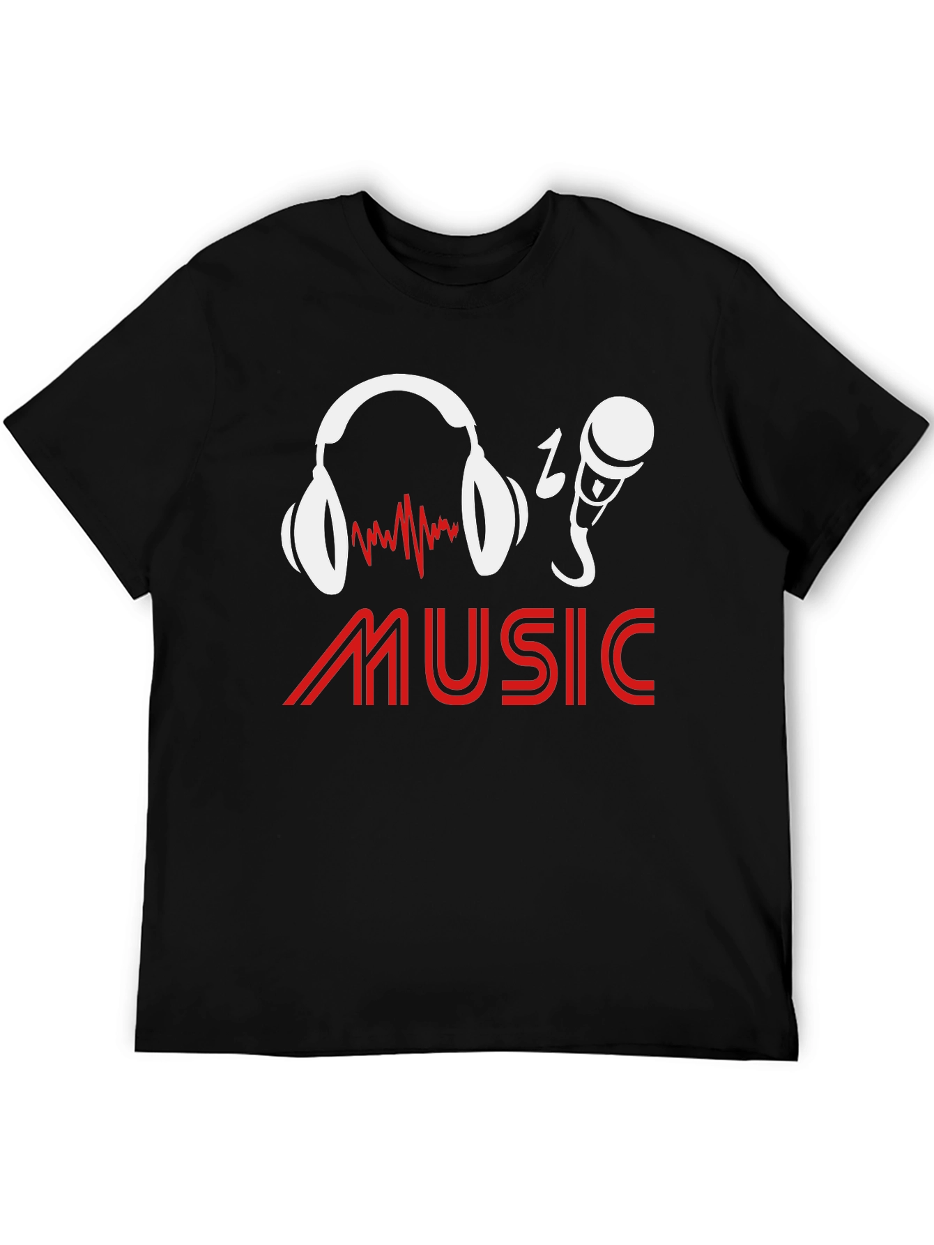 Music Lover T-Shirt - Headphones & Microphone Graphic Tee