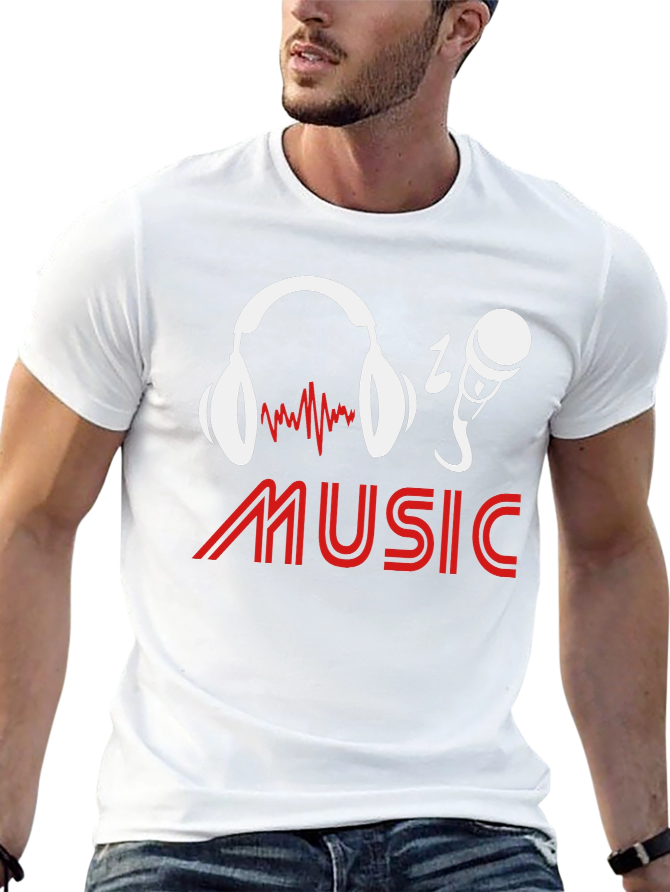 Music Lover T-Shirt - Headphones & Microphone Graphic Tee