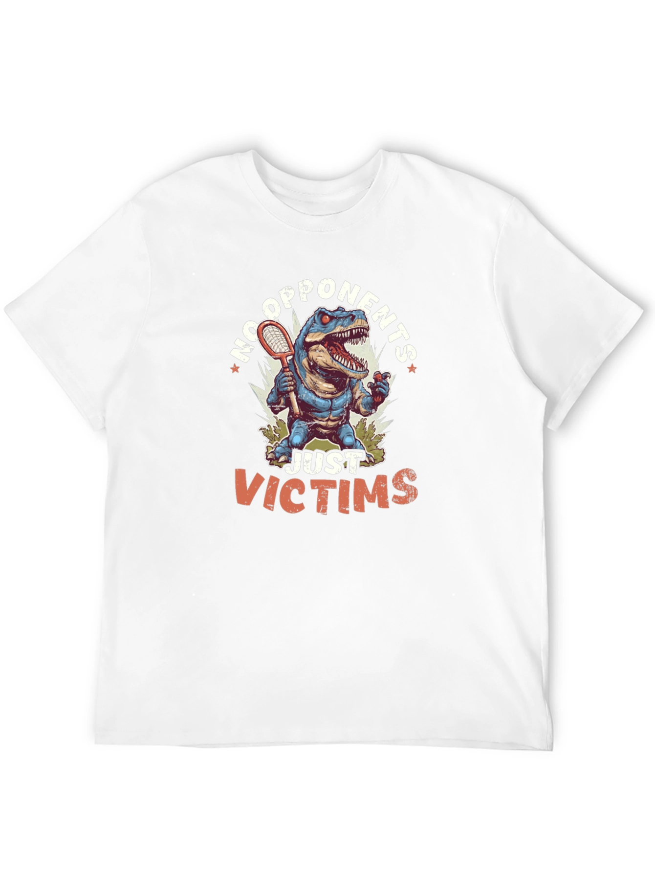 Dinosaur Tennis Player Black T-Shirt