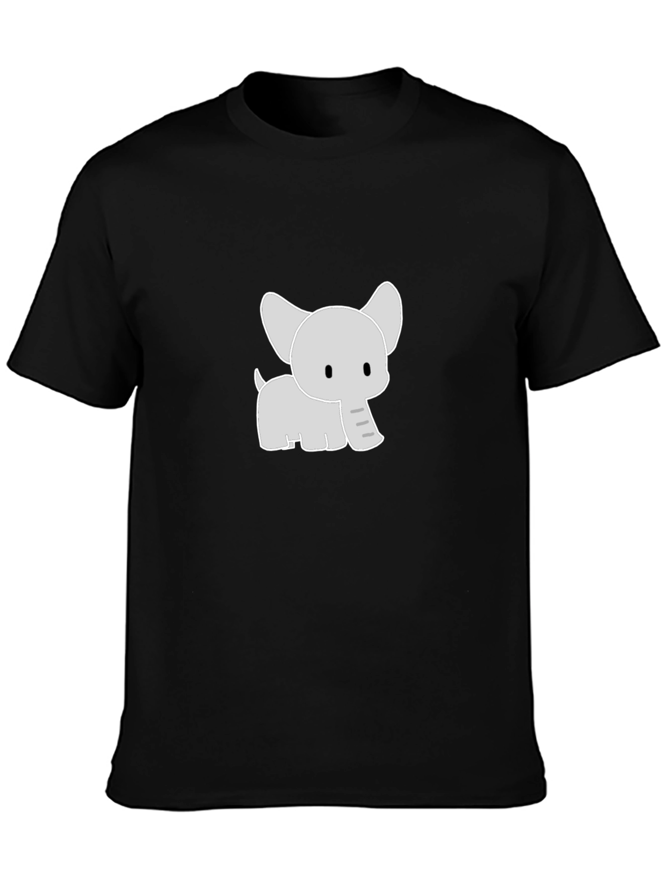Cute Cartoon Elephant Graphic Tee - Black