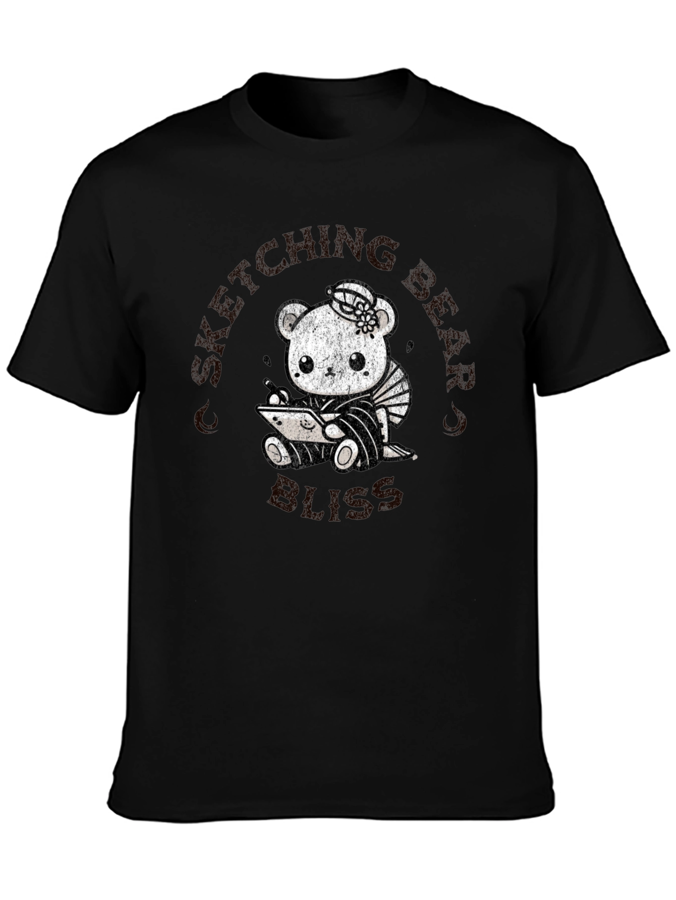 Sketching Bear Bliss Black T-Shirt