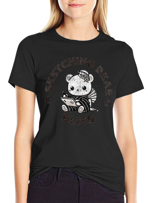 Sketching Bear Bliss Black T-Shirt