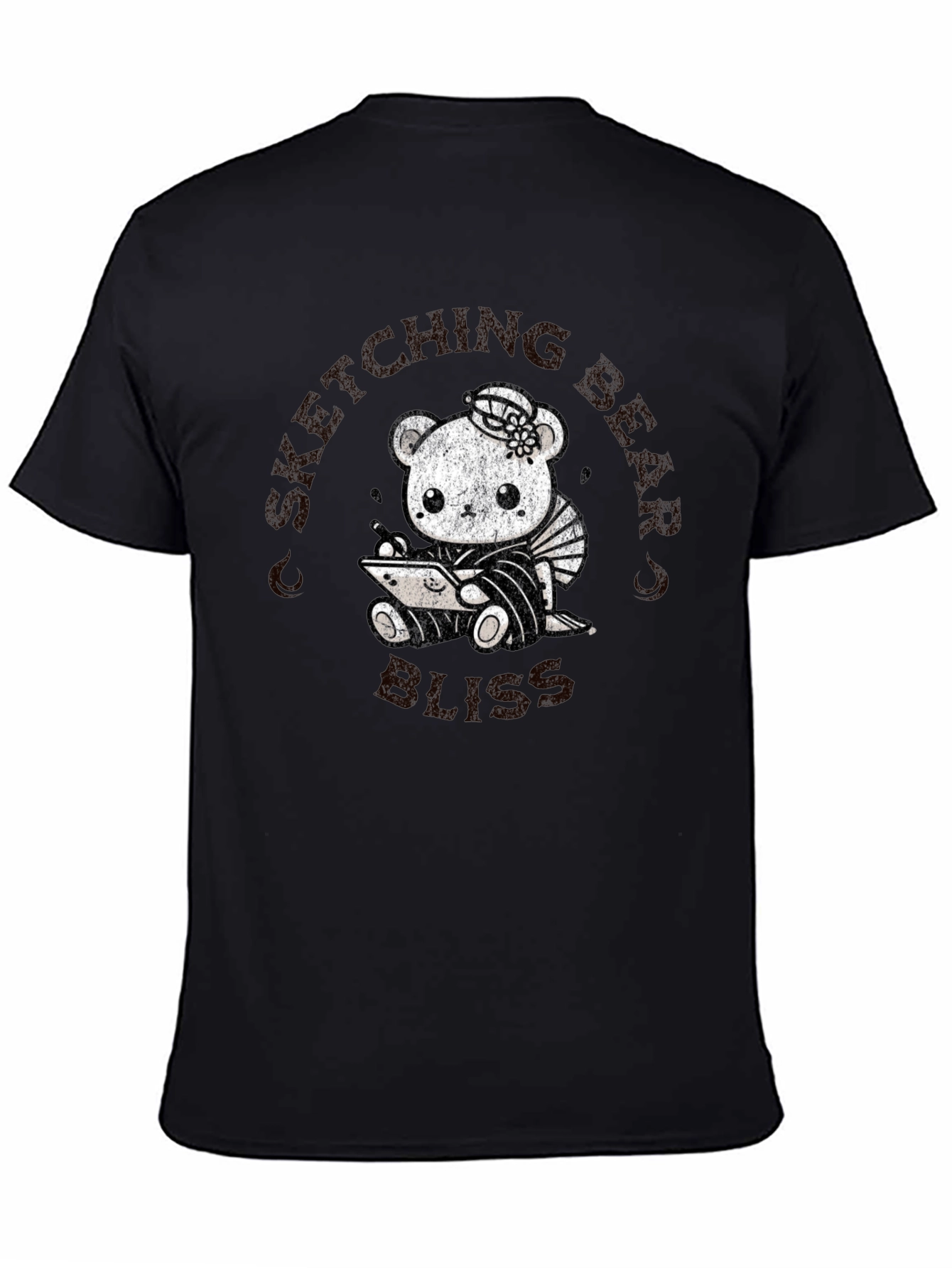 Sketching Bear Bliss Black T-Shirt