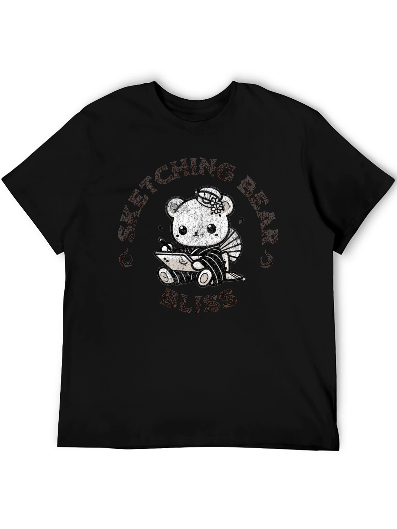 Sketching Bear Bliss Black T-Shirt