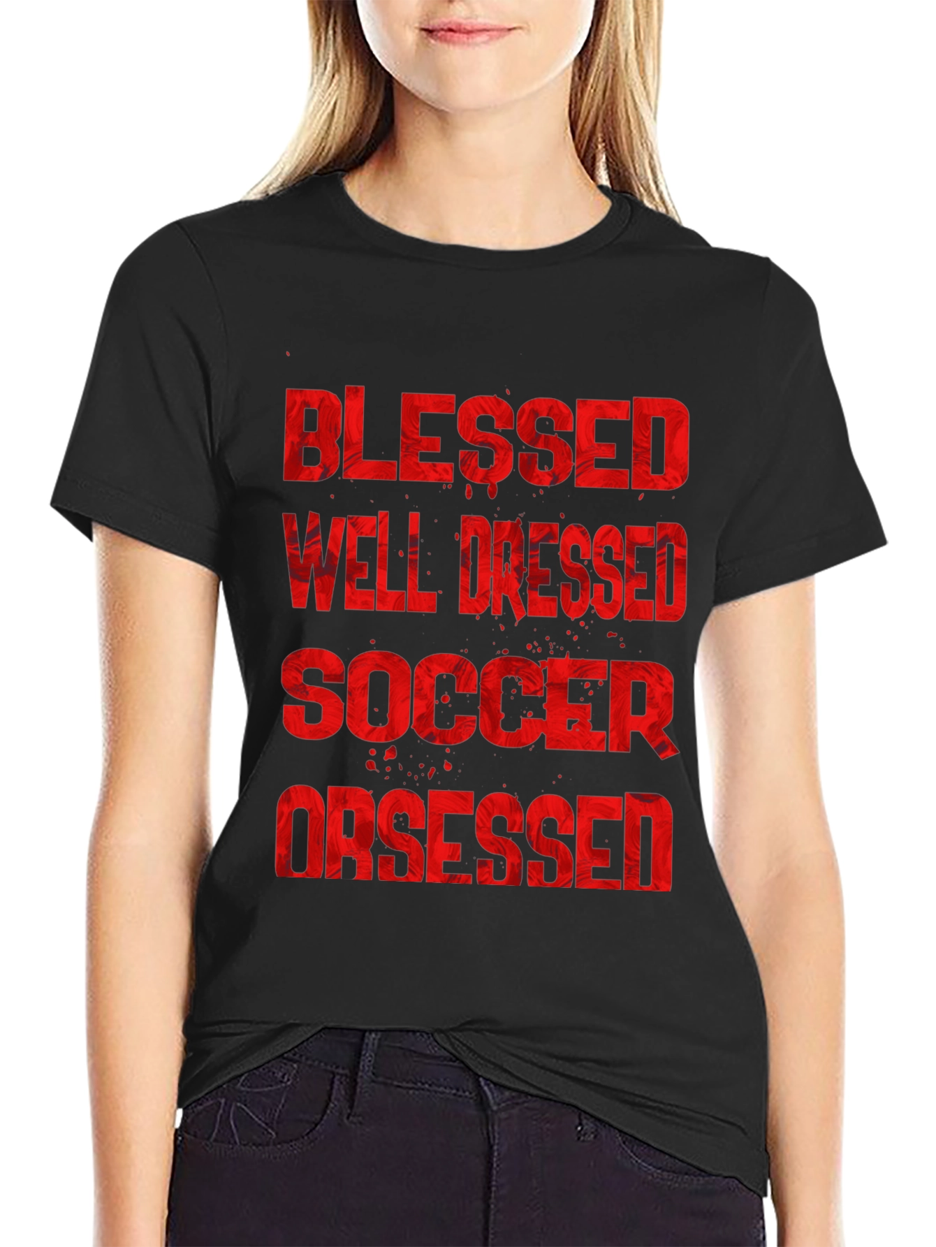 Blessed Well Dressed Soccer Obsessed Graphic T-Shirt