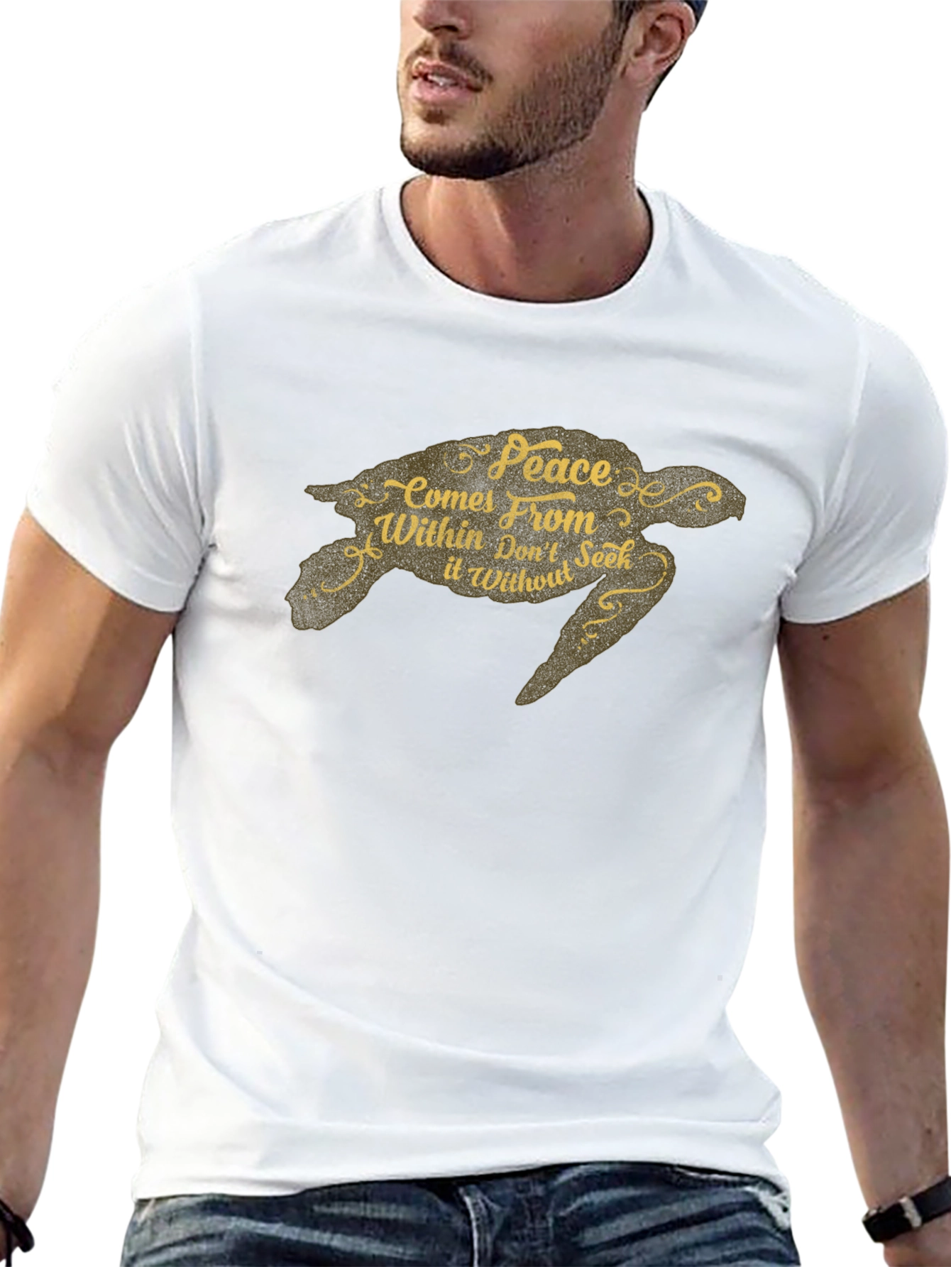 Peace Within Turtle Black Graphic Tee