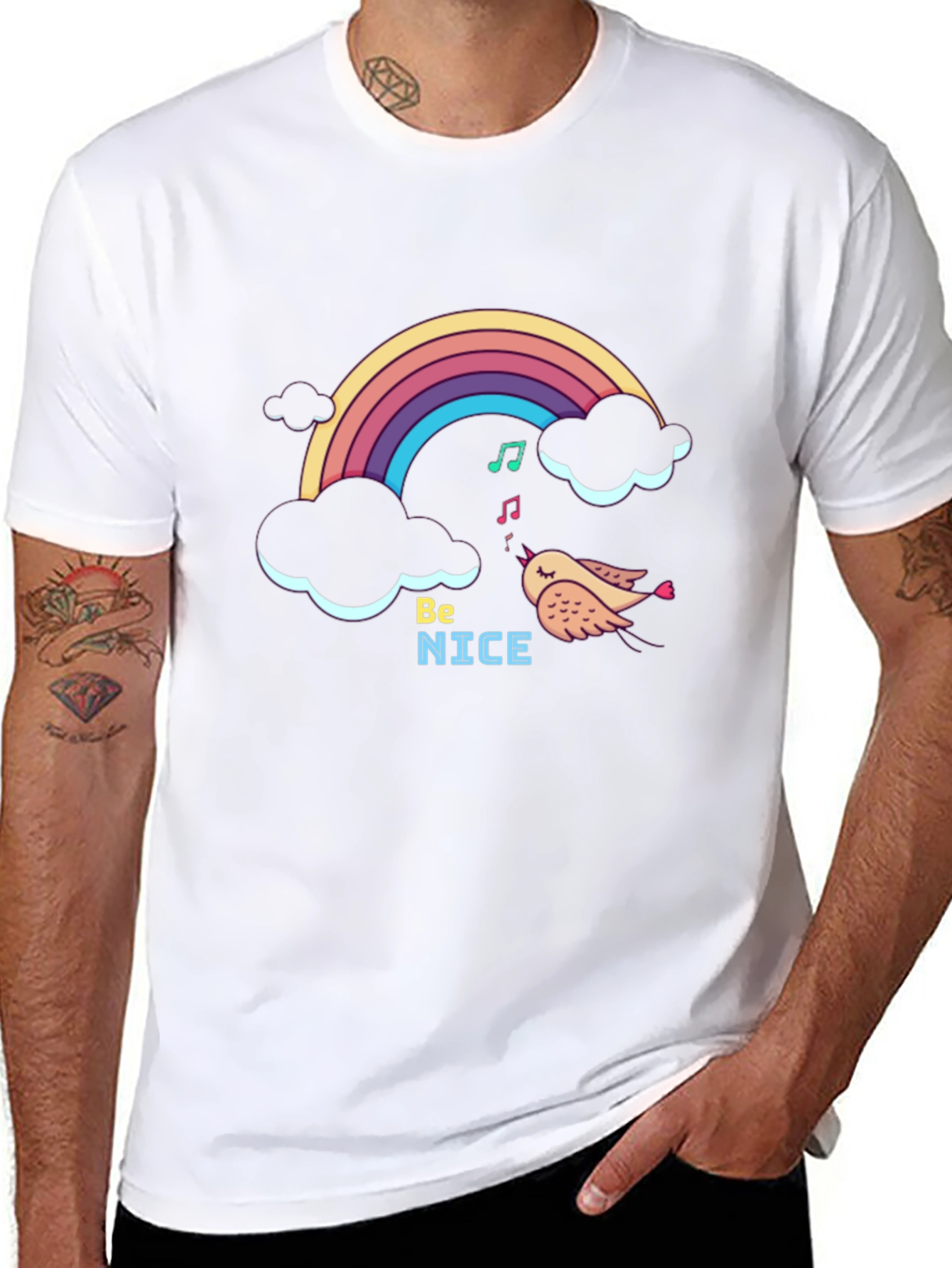 Be Nice Rainbow Graphic T-Shirt