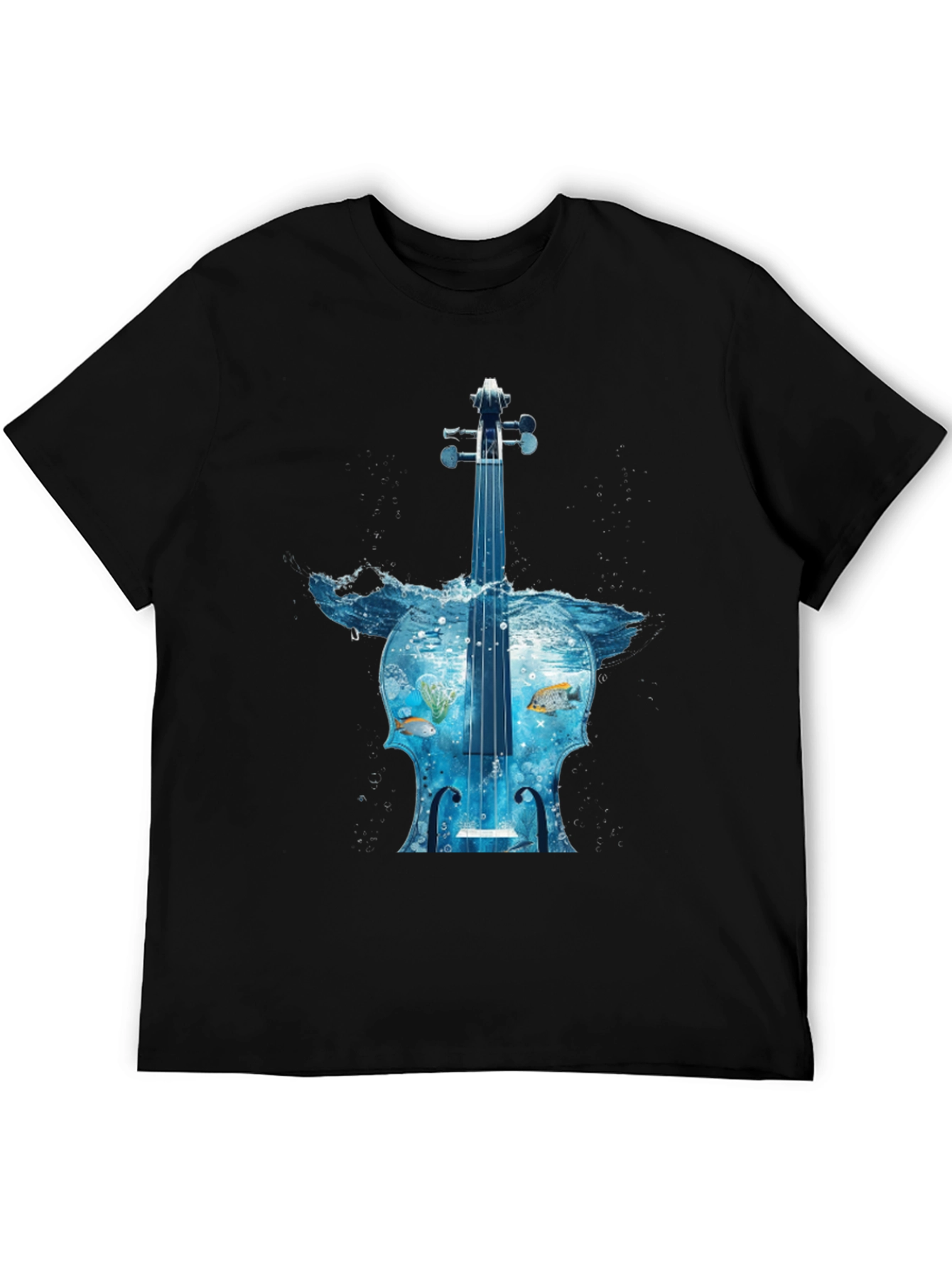 Ocean Cello Graphic Tee - Black Cotton T-Shirt