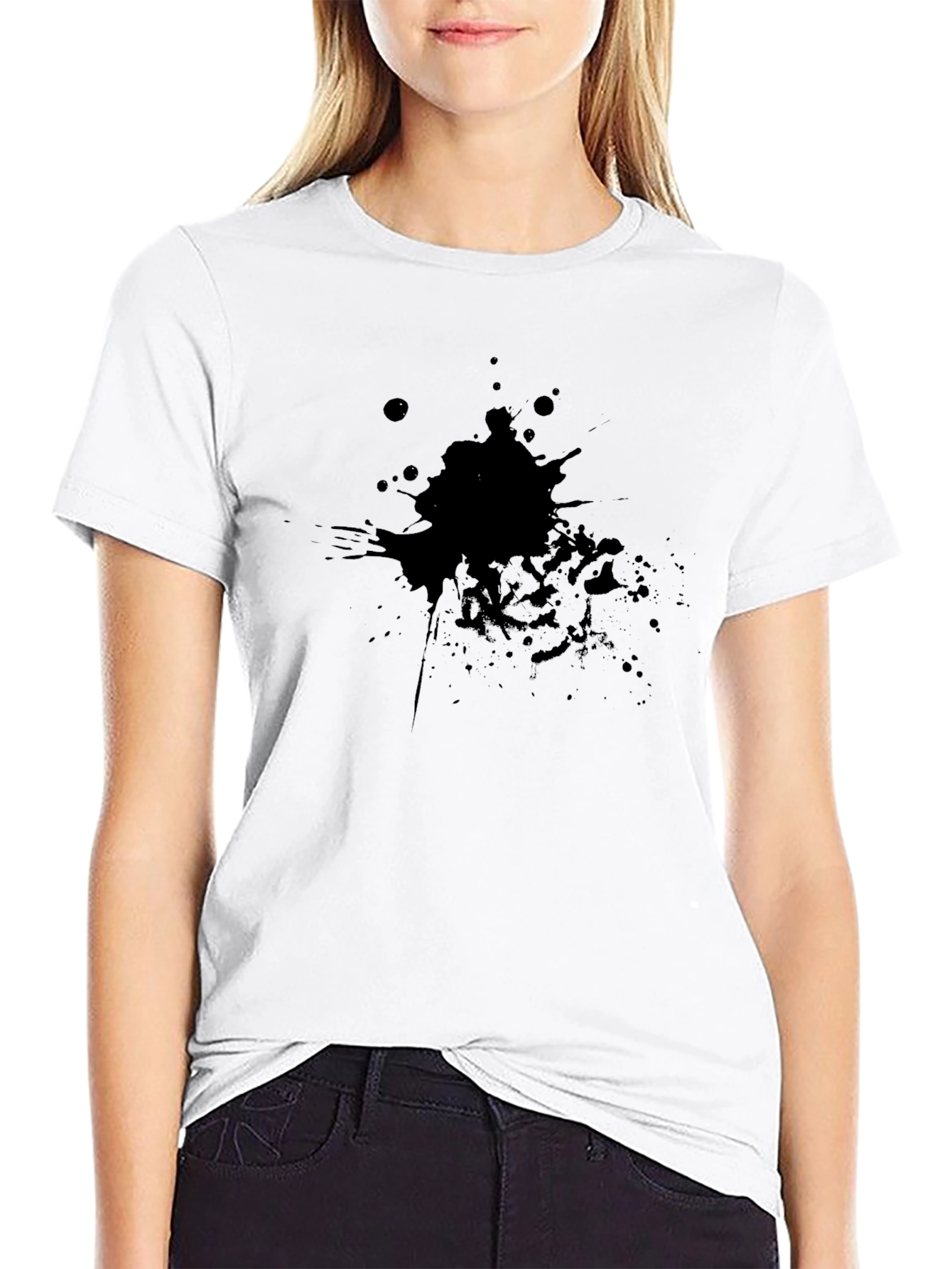 Mens Black T-Shirt with Abstract Splash Design