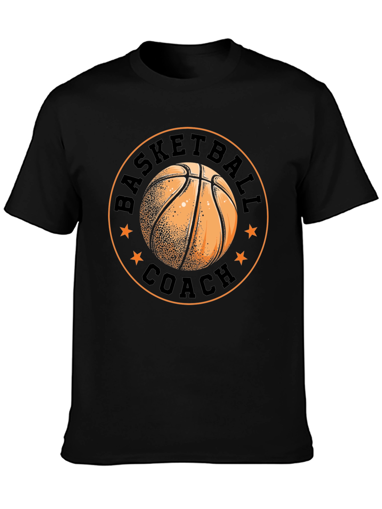 Basketball Coach Graphic Tee - Black Cotton T-Shirt