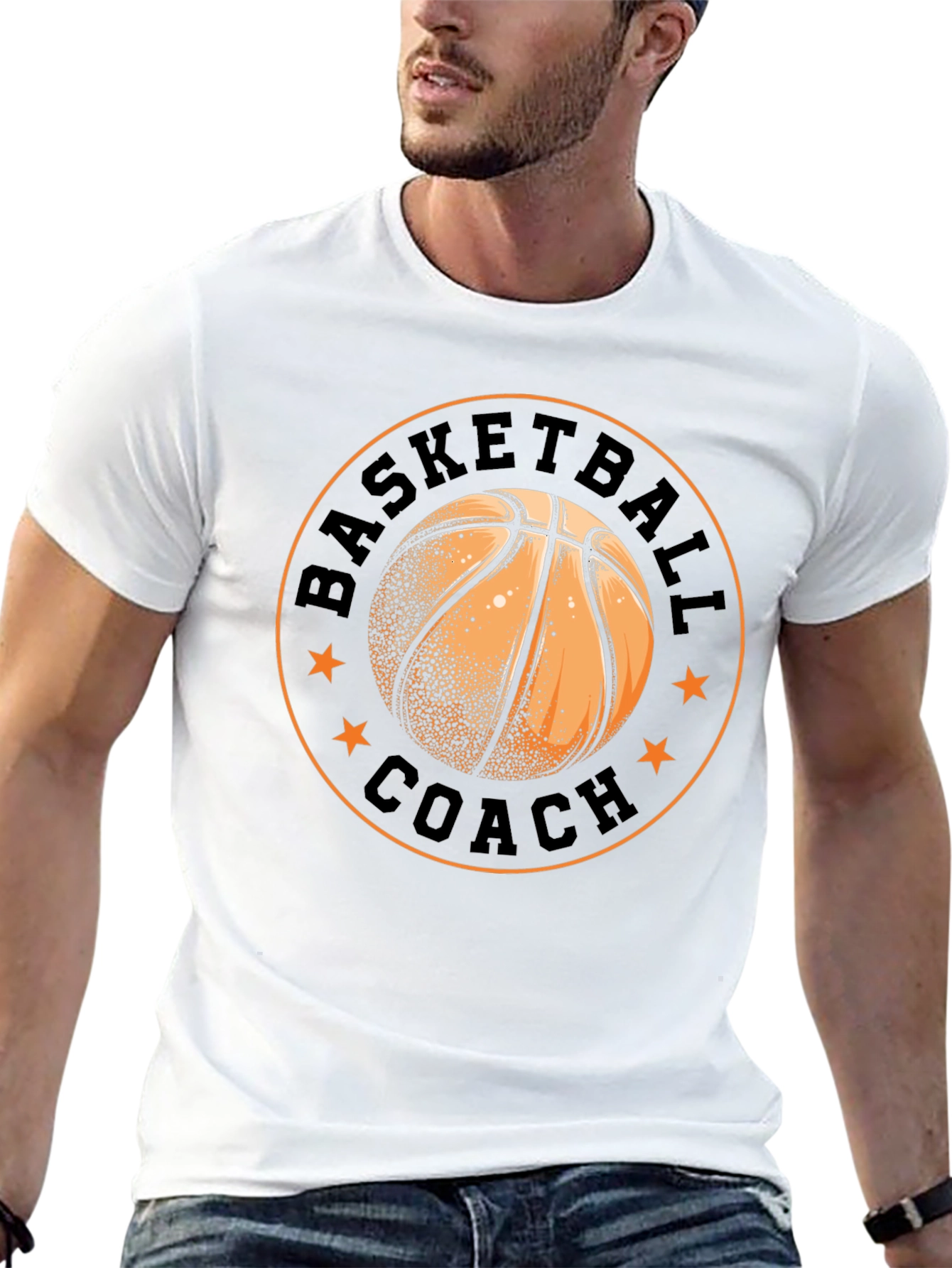 Basketball Coach Graphic Tee - Black Cotton T-Shirt