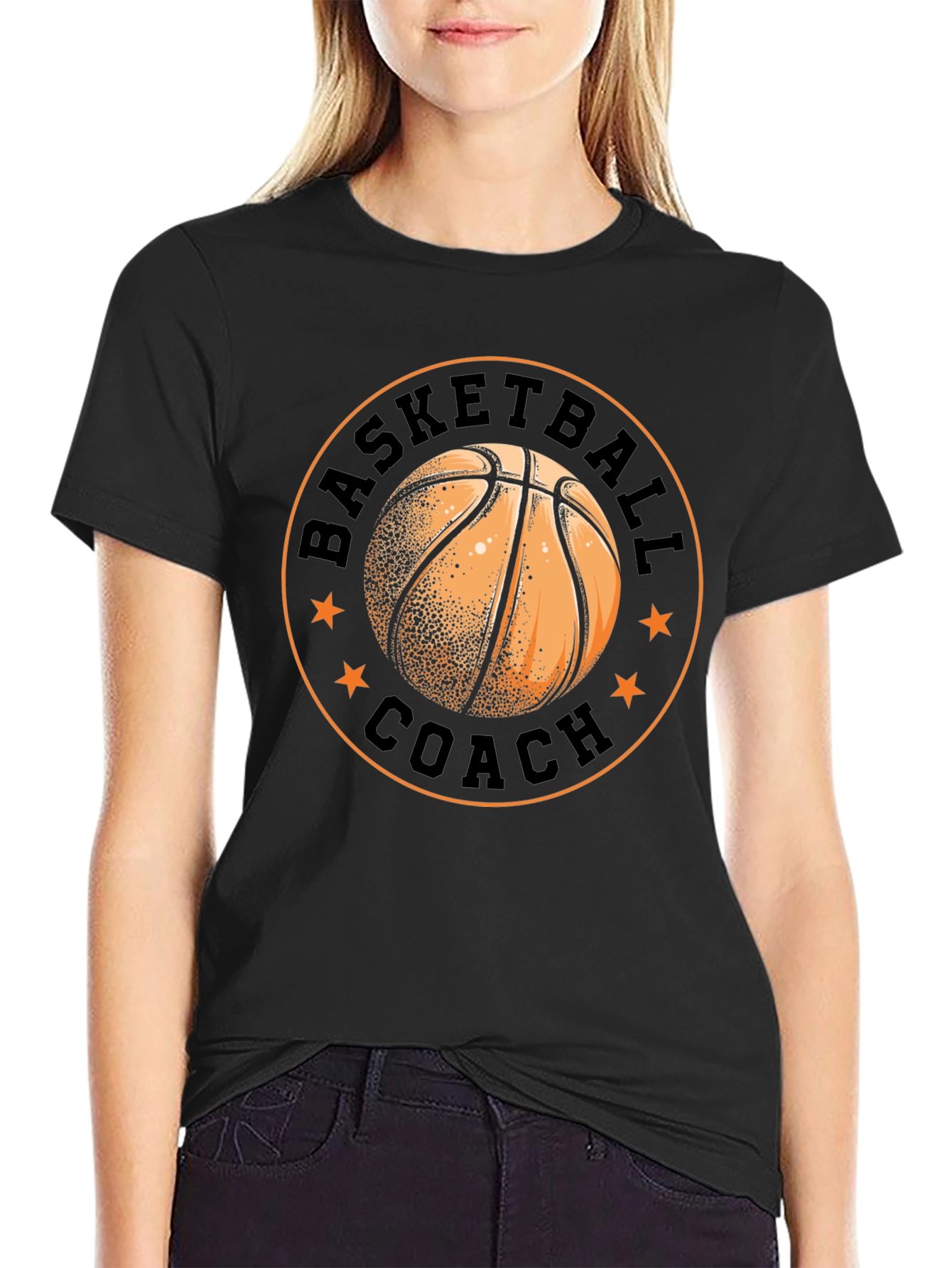 Basketball Coach Graphic Tee - Black Cotton T-Shirt