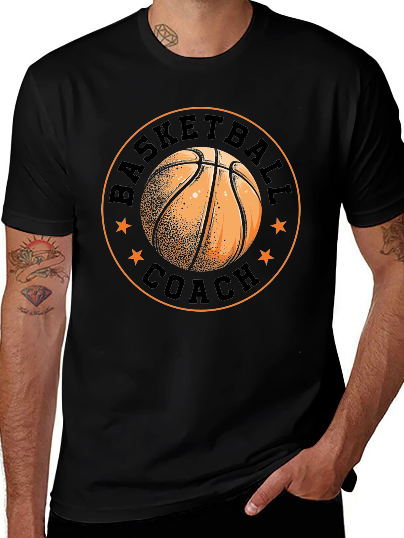 Basketball Coach Graphic Tee - Black Cotton T-Shirt
