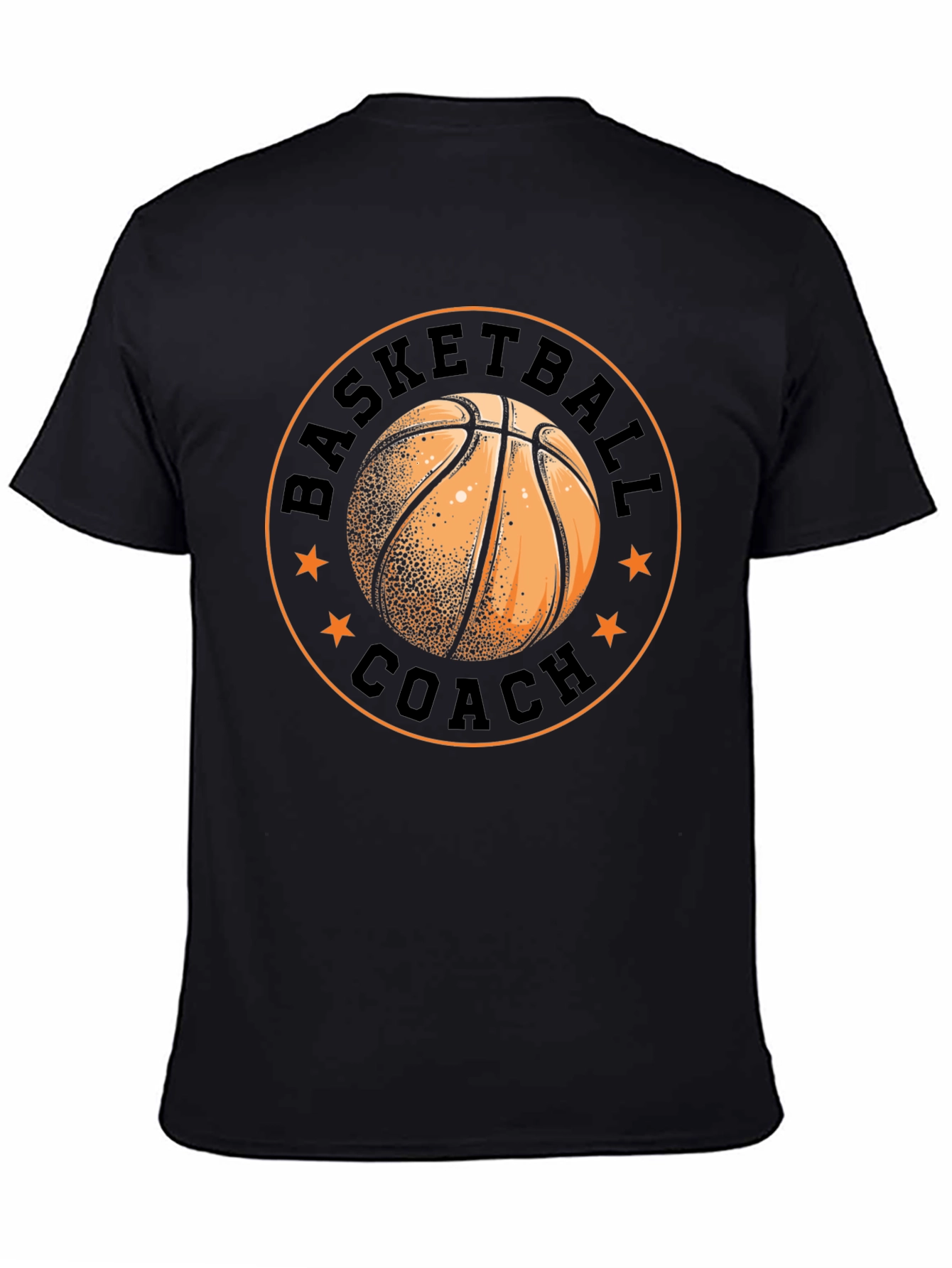 Basketball Coach Graphic Tee - Black Cotton T-Shirt