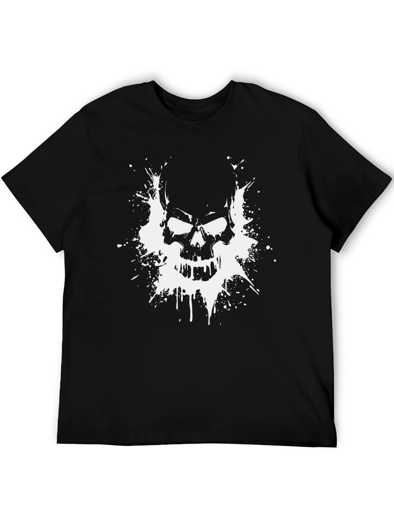 Skull Splatter Graphic Tee - Black