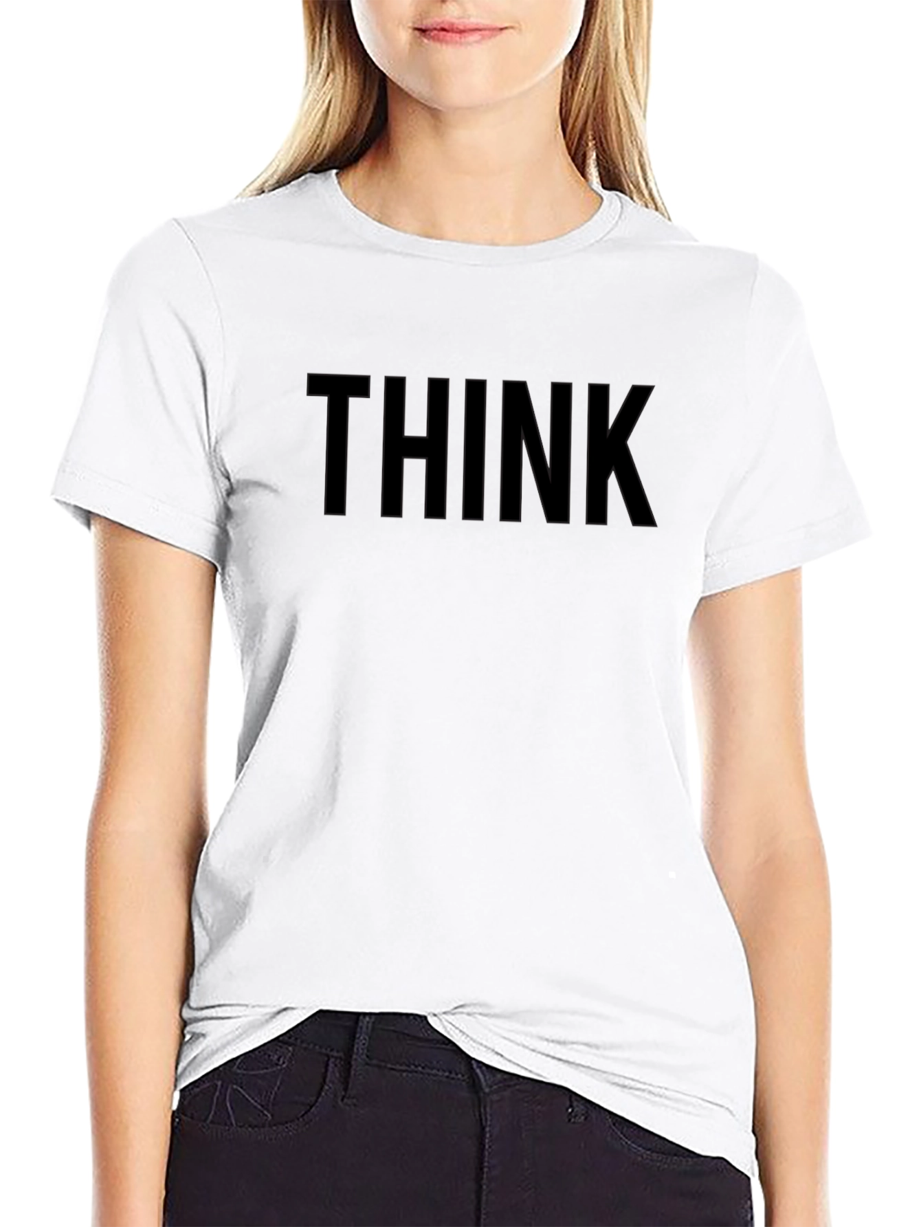 THINK Graphic Tee - Solid Black Crew Neck