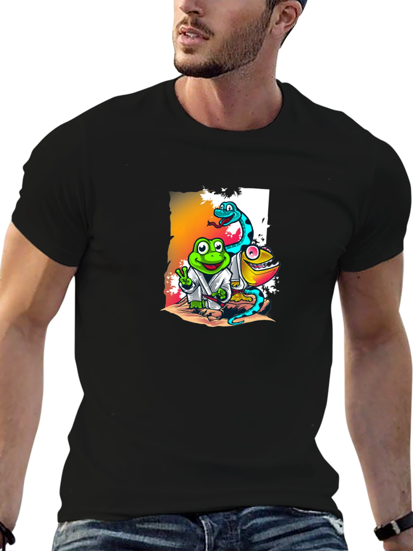 Cartoon Reptile Karate T-Shirt