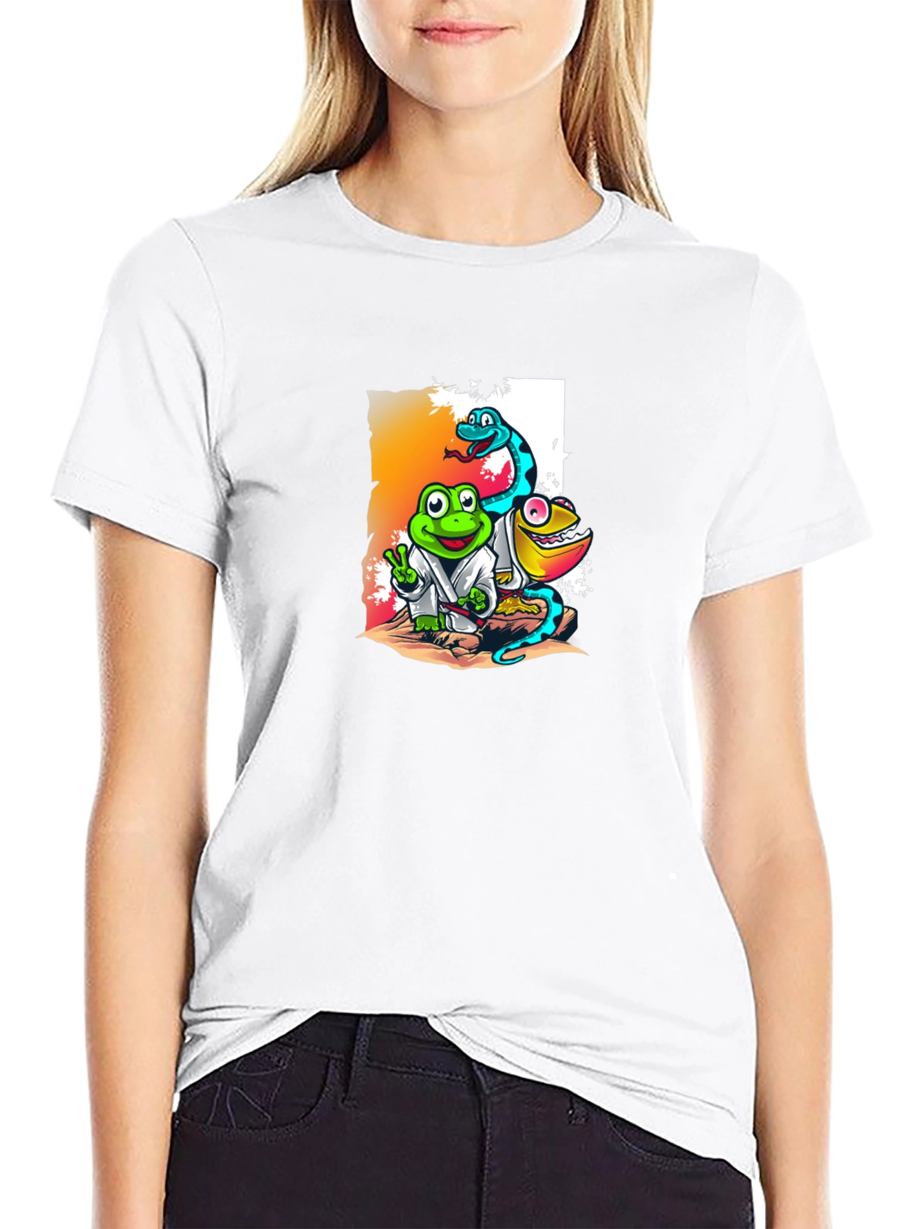 Cartoon Reptile Karate T-Shirt