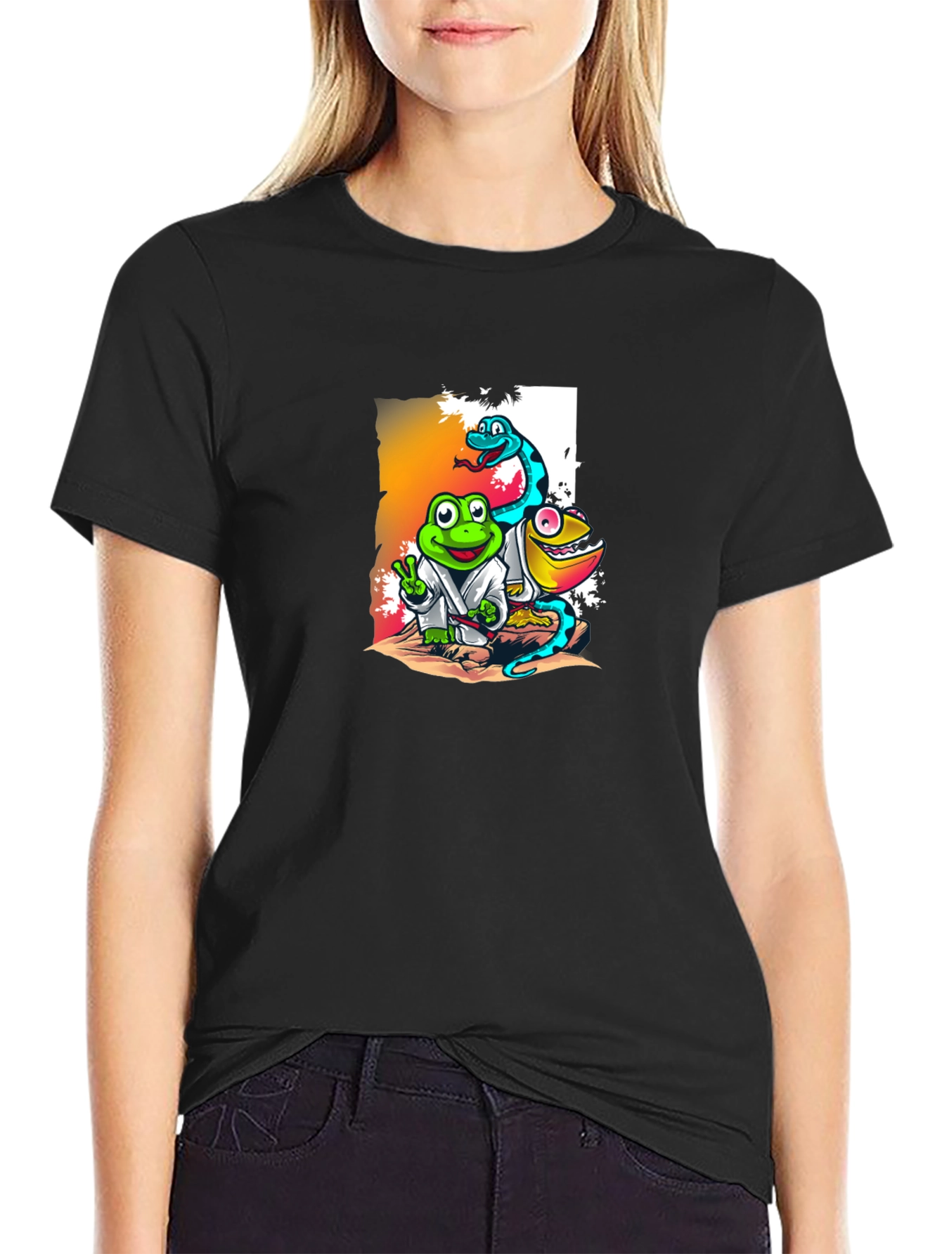 Cartoon Reptile Karate T-Shirt