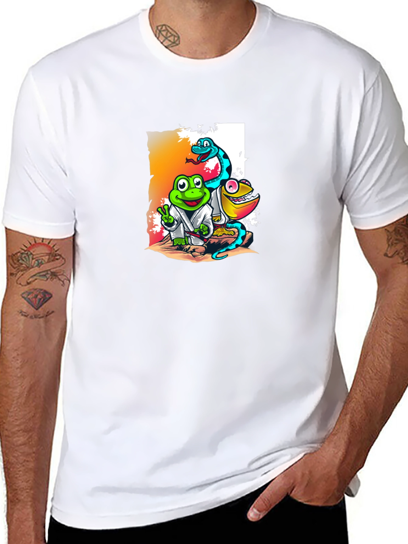 Cartoon Reptile Karate T-Shirt