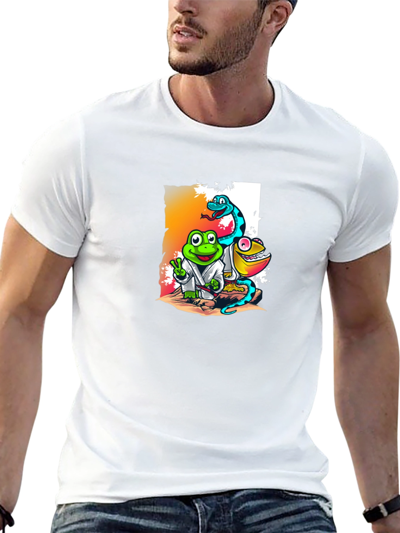 Cartoon Reptile Karate T-Shirt