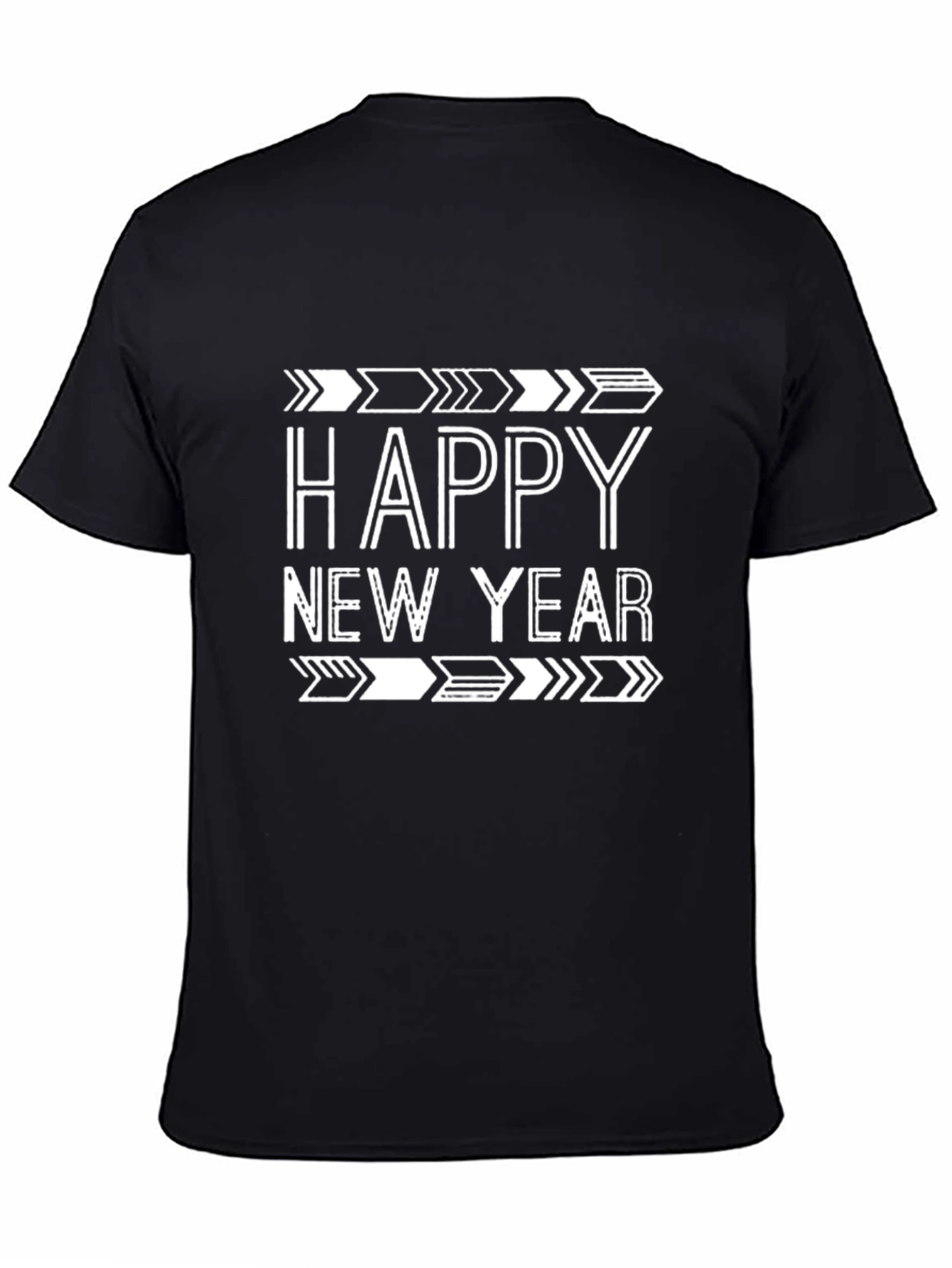 Happy New Year Graphic Print Black T-Shirt