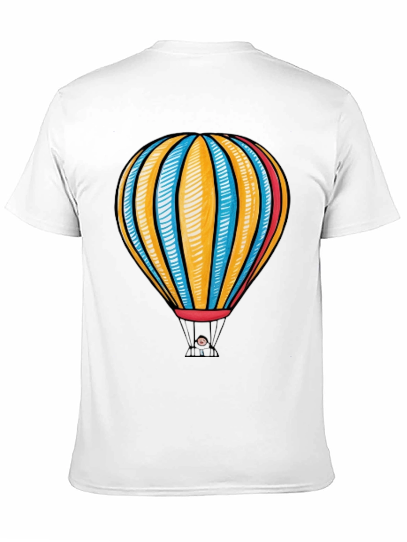 Hot Air Balloon Graphic Tee - Black Cotton T-Shirt