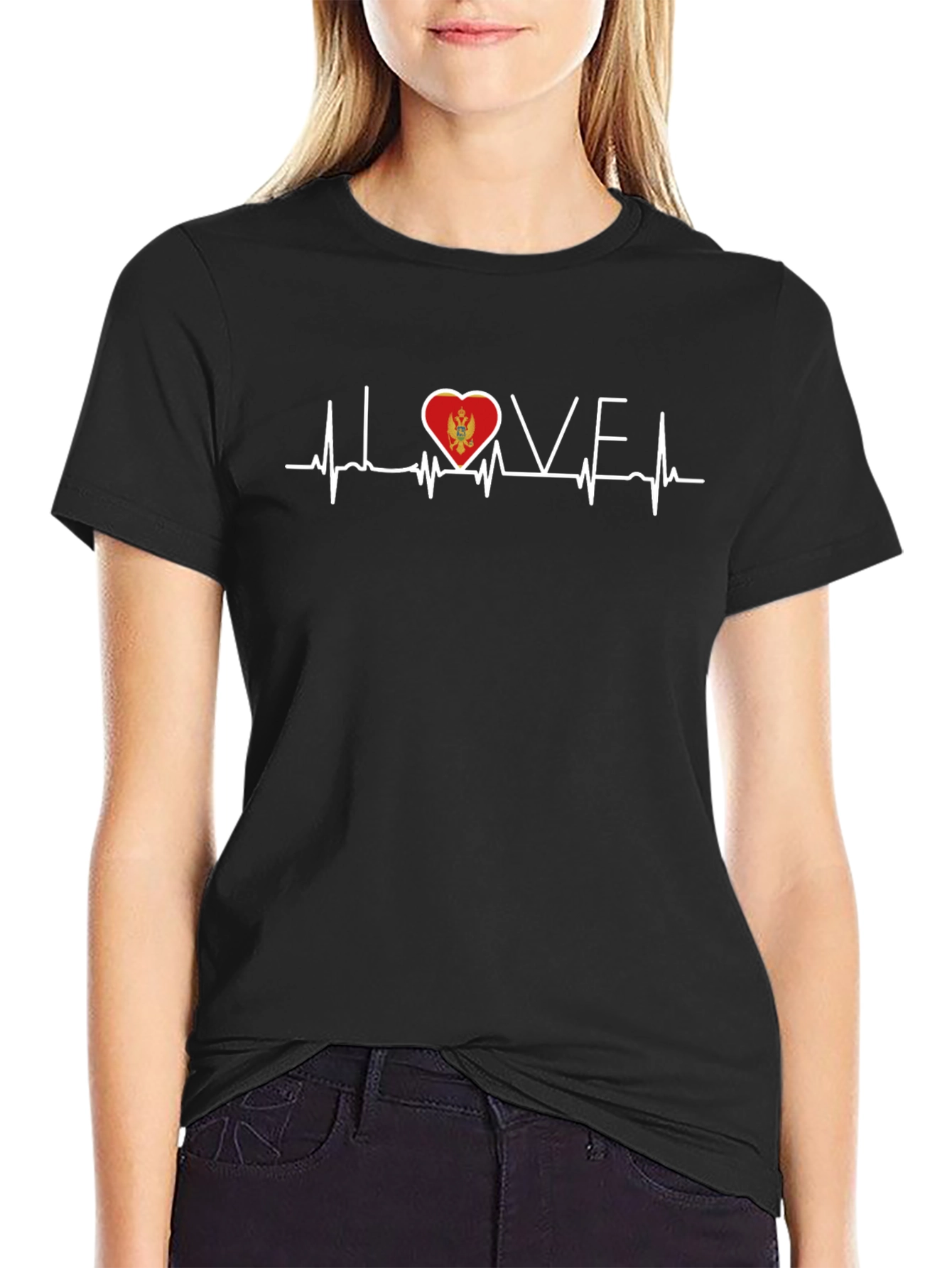Montenegro Flag Heartbeat Love T-Shirt