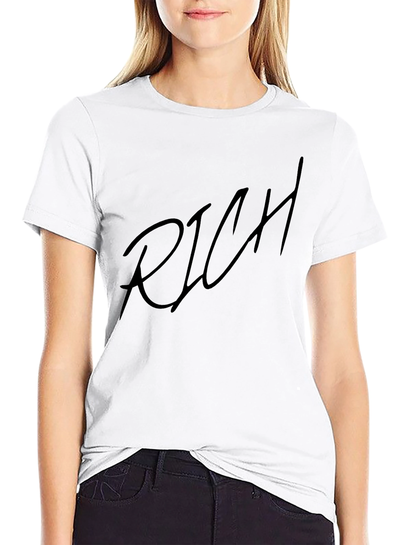 Mens Black RICH Graphic Tee - Casual Style