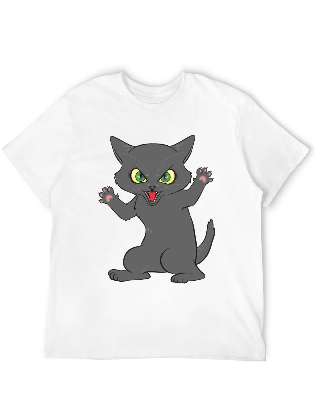 Angry Cat Graphic Tee - Black Cotton Blend