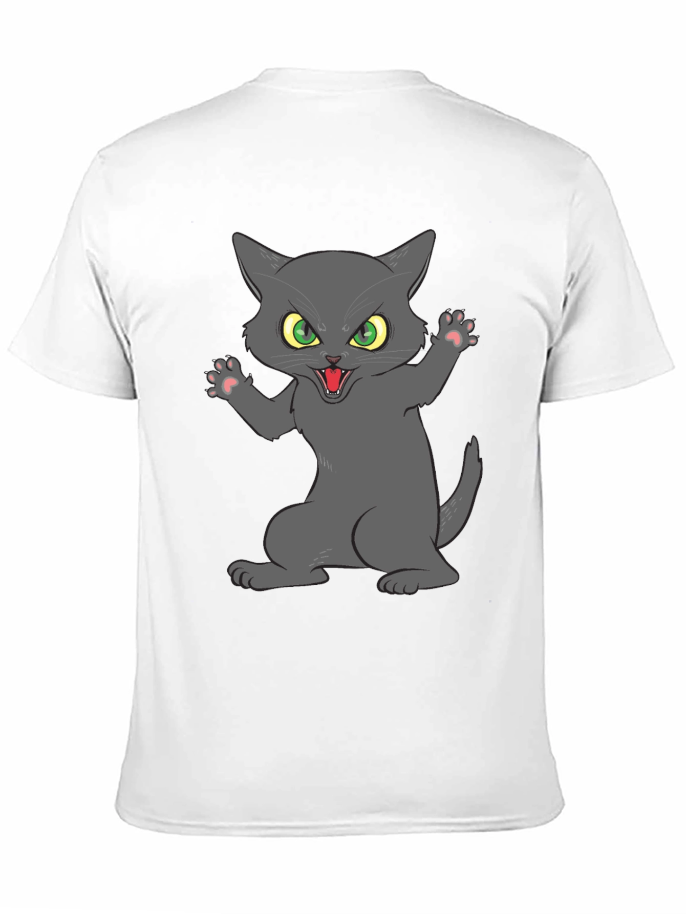Angry Cat Graphic Tee - Black Cotton Blend