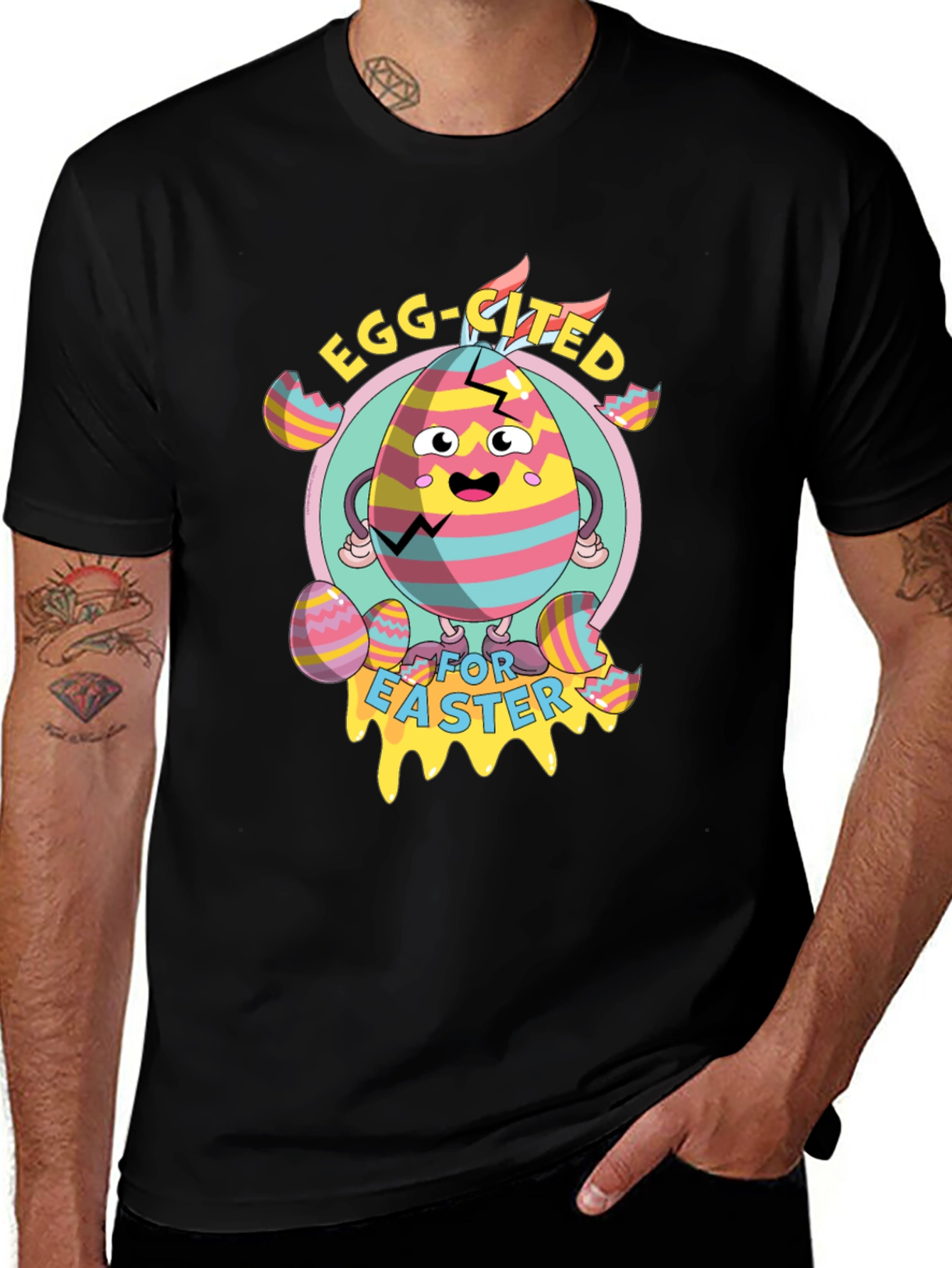 Egg-cited for Easter Black T-Shirt