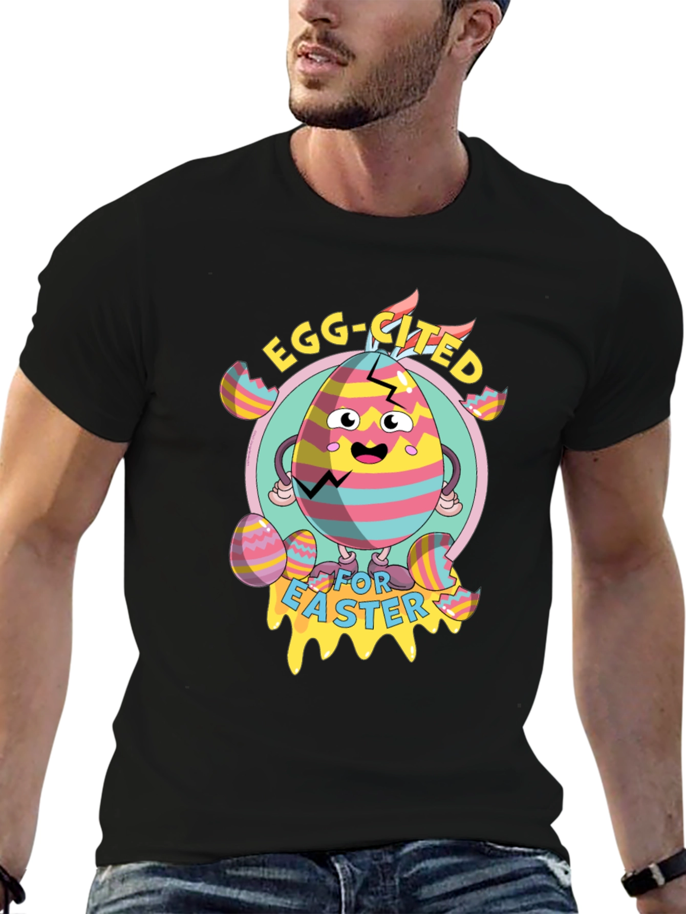 Egg-cited for Easter Black T-Shirt
