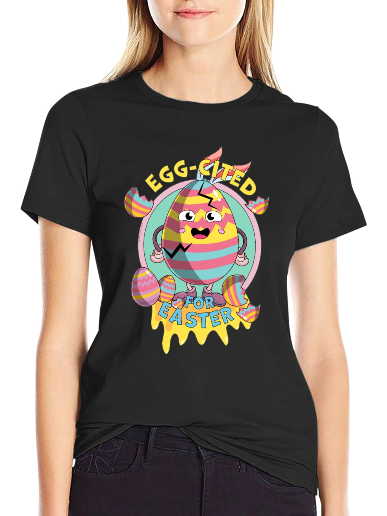 Egg-cited for Easter Black T-Shirt