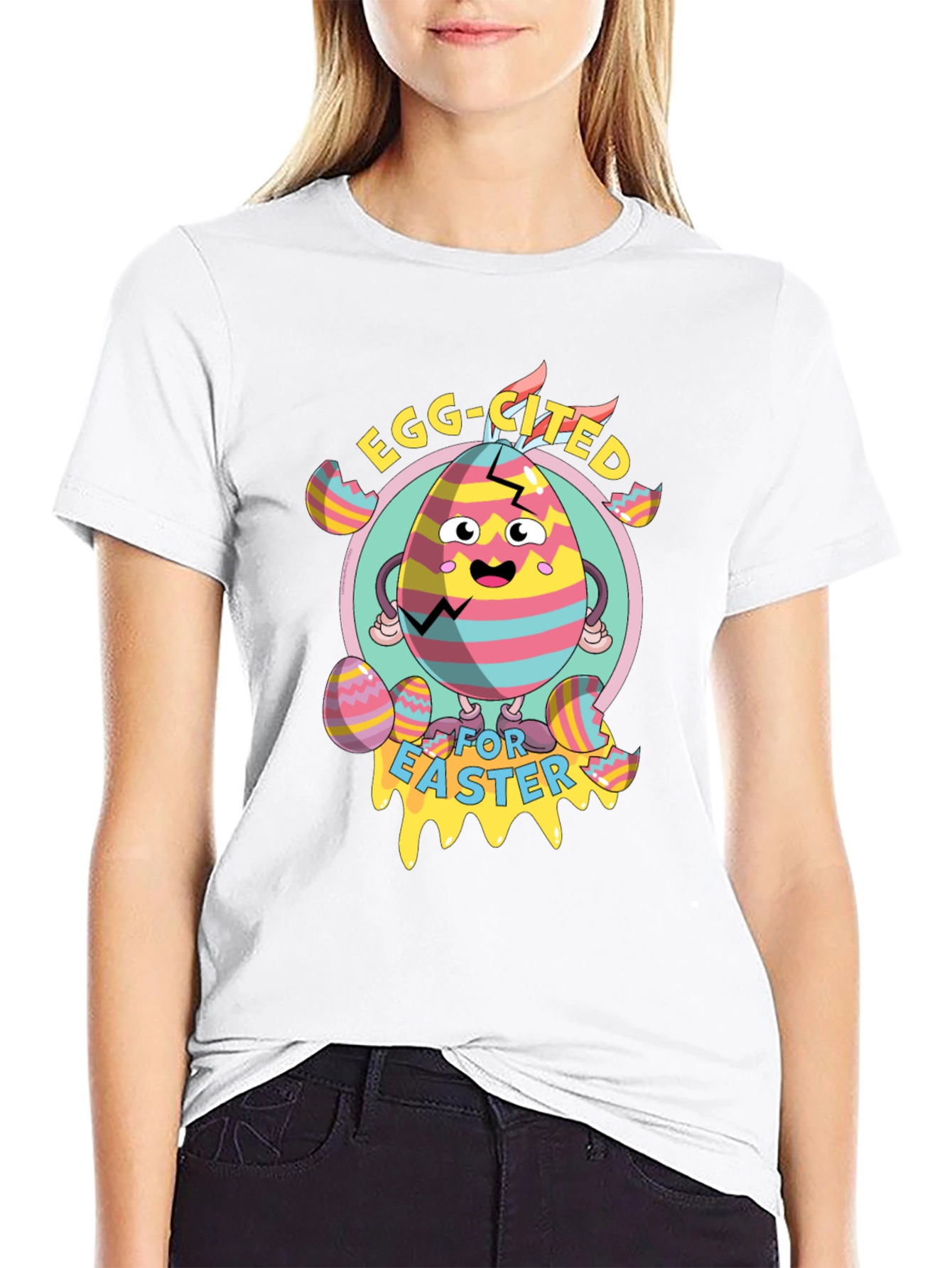 Egg-cited for Easter Black T-Shirt