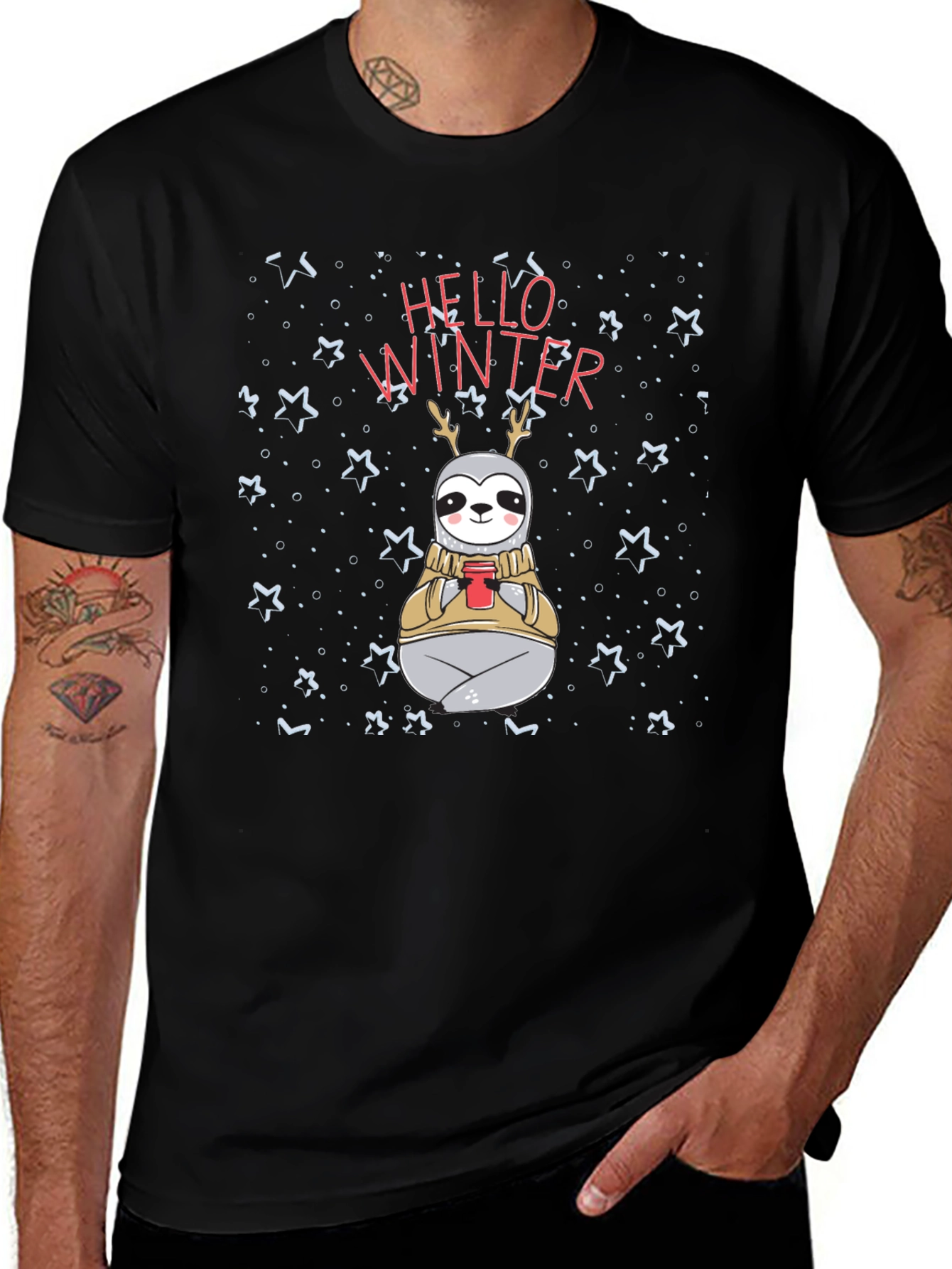 Hello Winter Sloth Graphic Tee