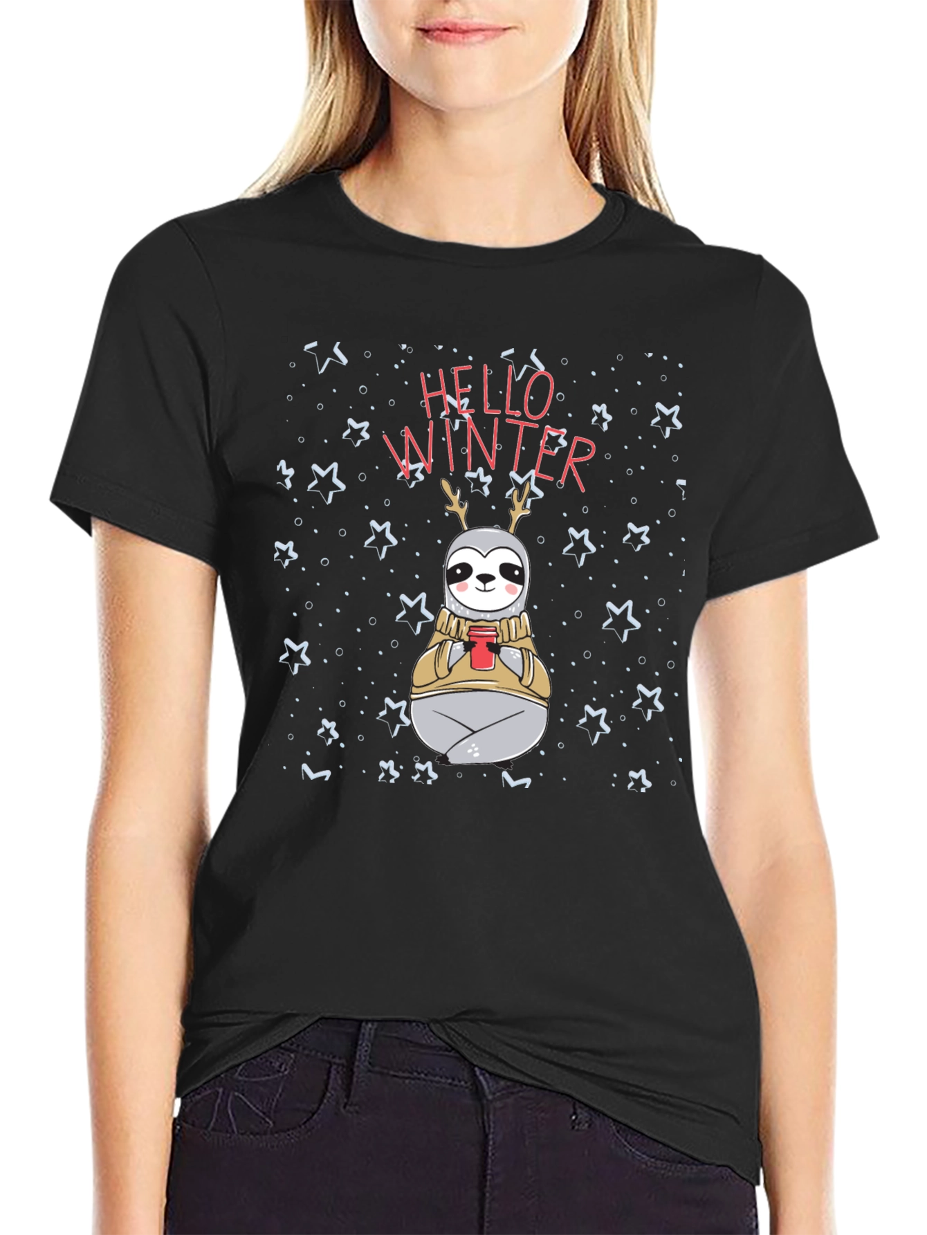 Hello Winter Sloth Graphic Tee