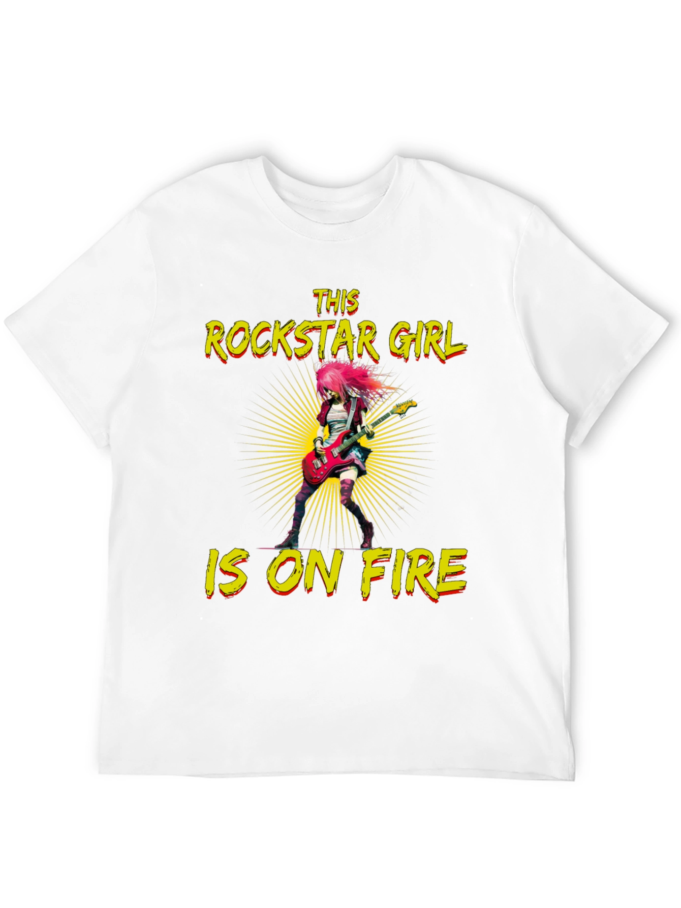 Rockstar Girl on Fire Black T-Shirt