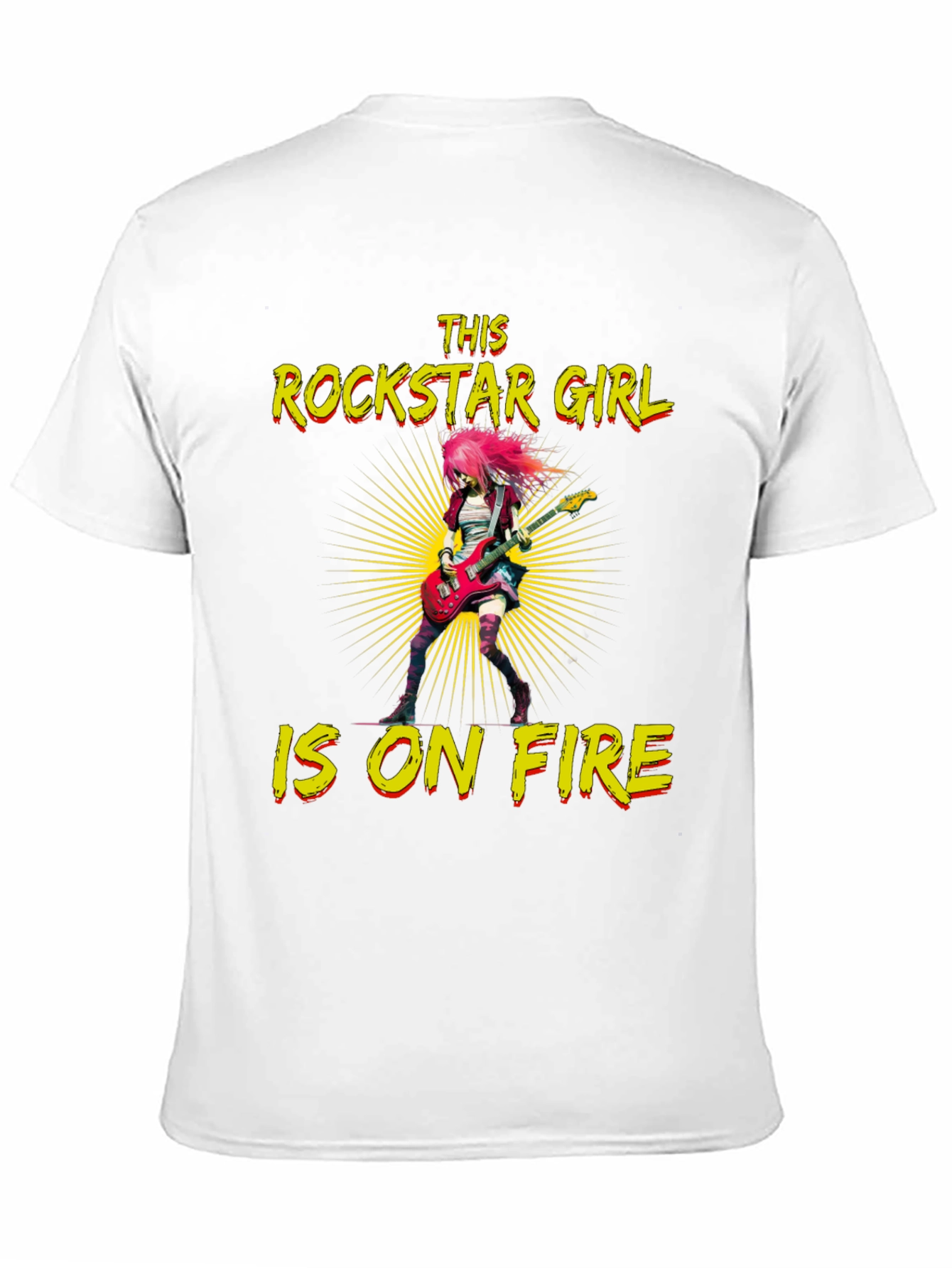 Rockstar Girl on Fire Black T-Shirt