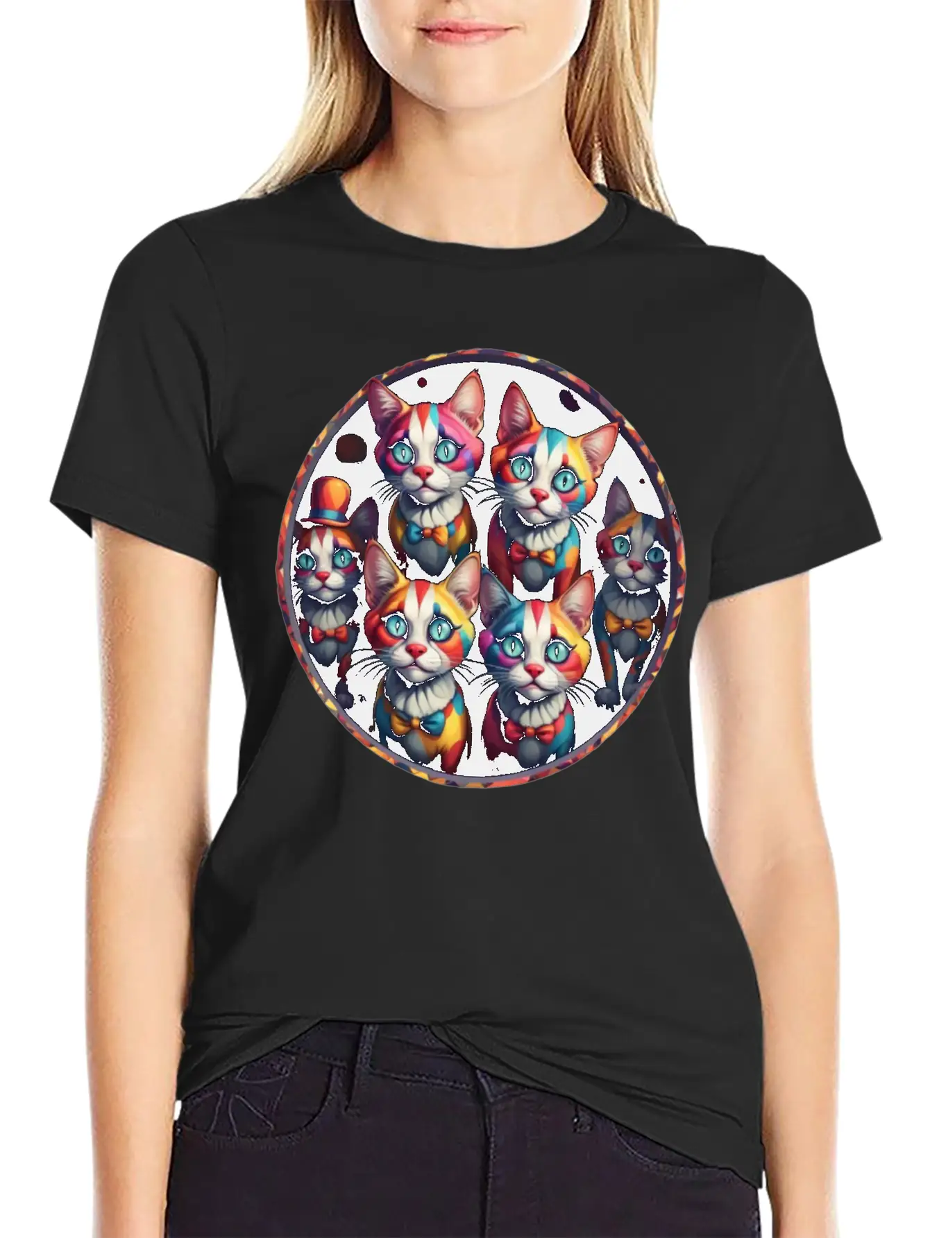 Adorable Sad Clown Cats Unisex Casual T-Shirt – Clean Design For Daily Comfort