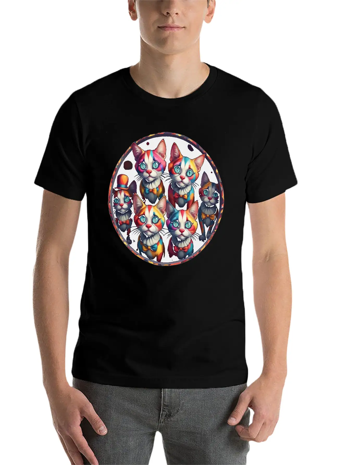 Adorable Sad Clown Cats Unisex Casual T-Shirt – Clean Design For Daily Comfort