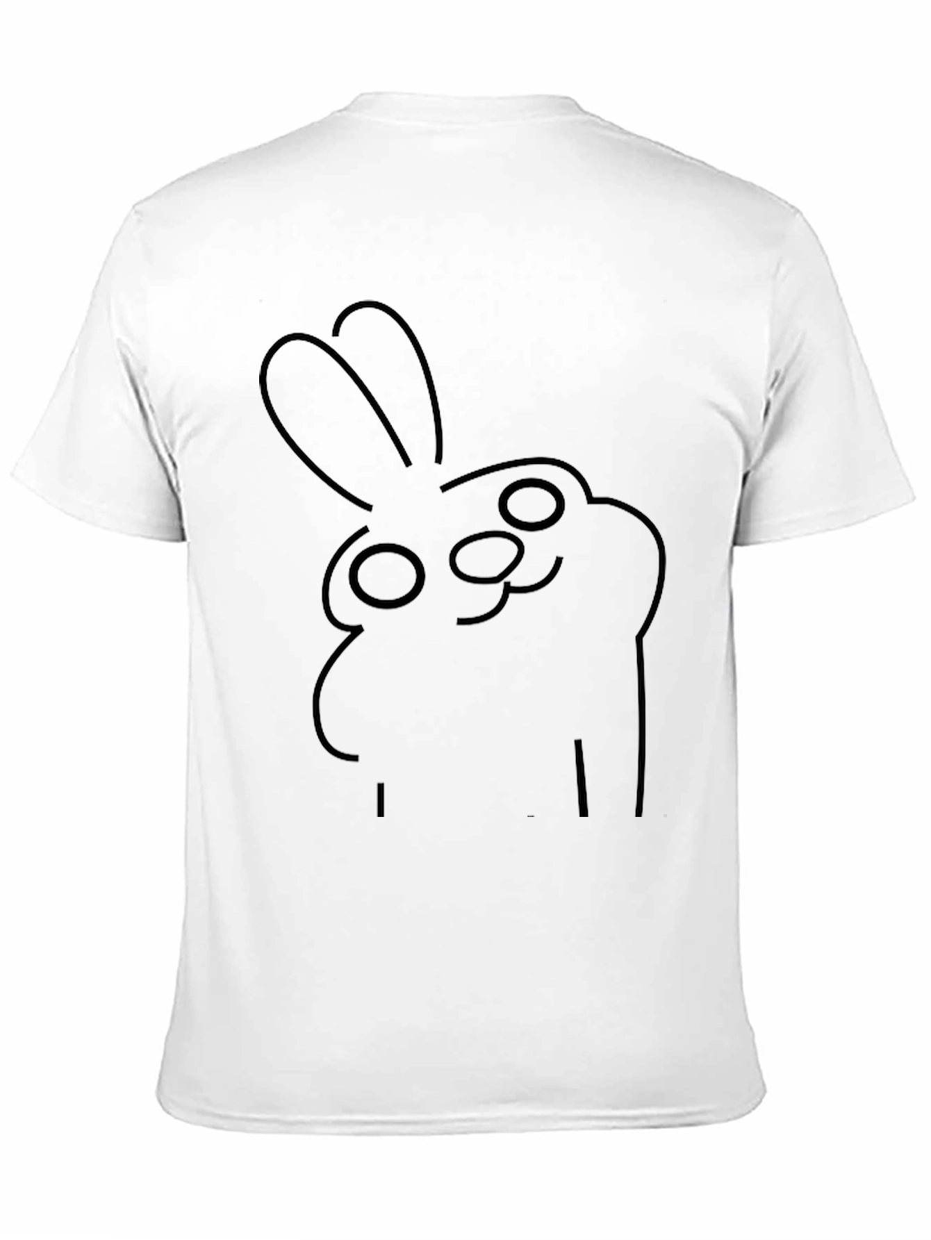 Minimalist Bunny Outline Black T-Shirt