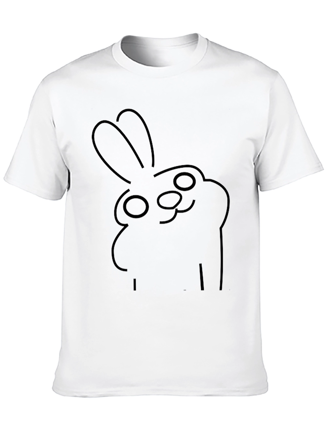 Minimalist Bunny Outline Black T-Shirt