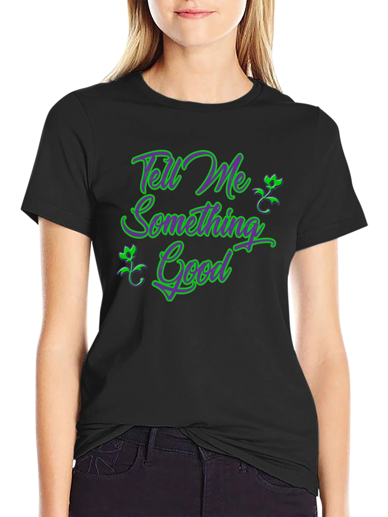 Tell Me Something Good Black Graphic Tee