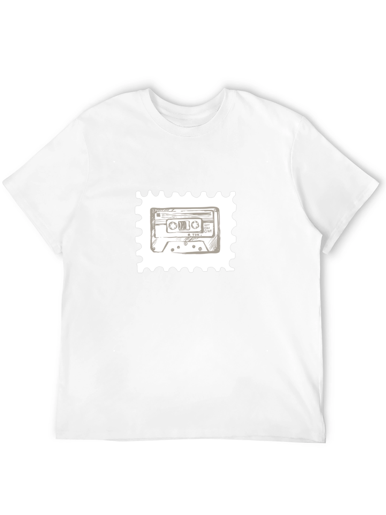 Retro Cassette Tape Stamp T-Shirt - Black