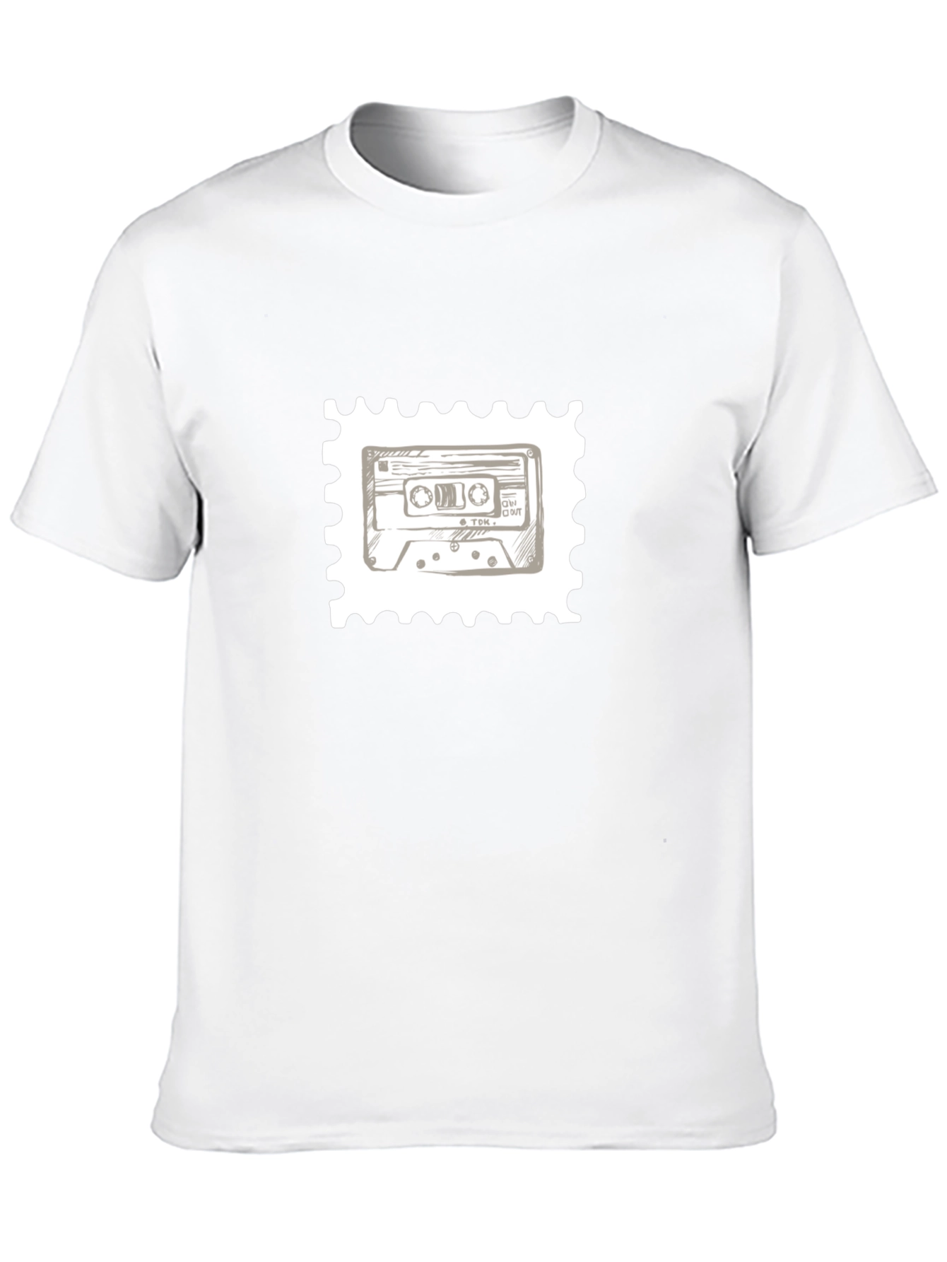 Retro Cassette Tape Stamp T-Shirt - Black