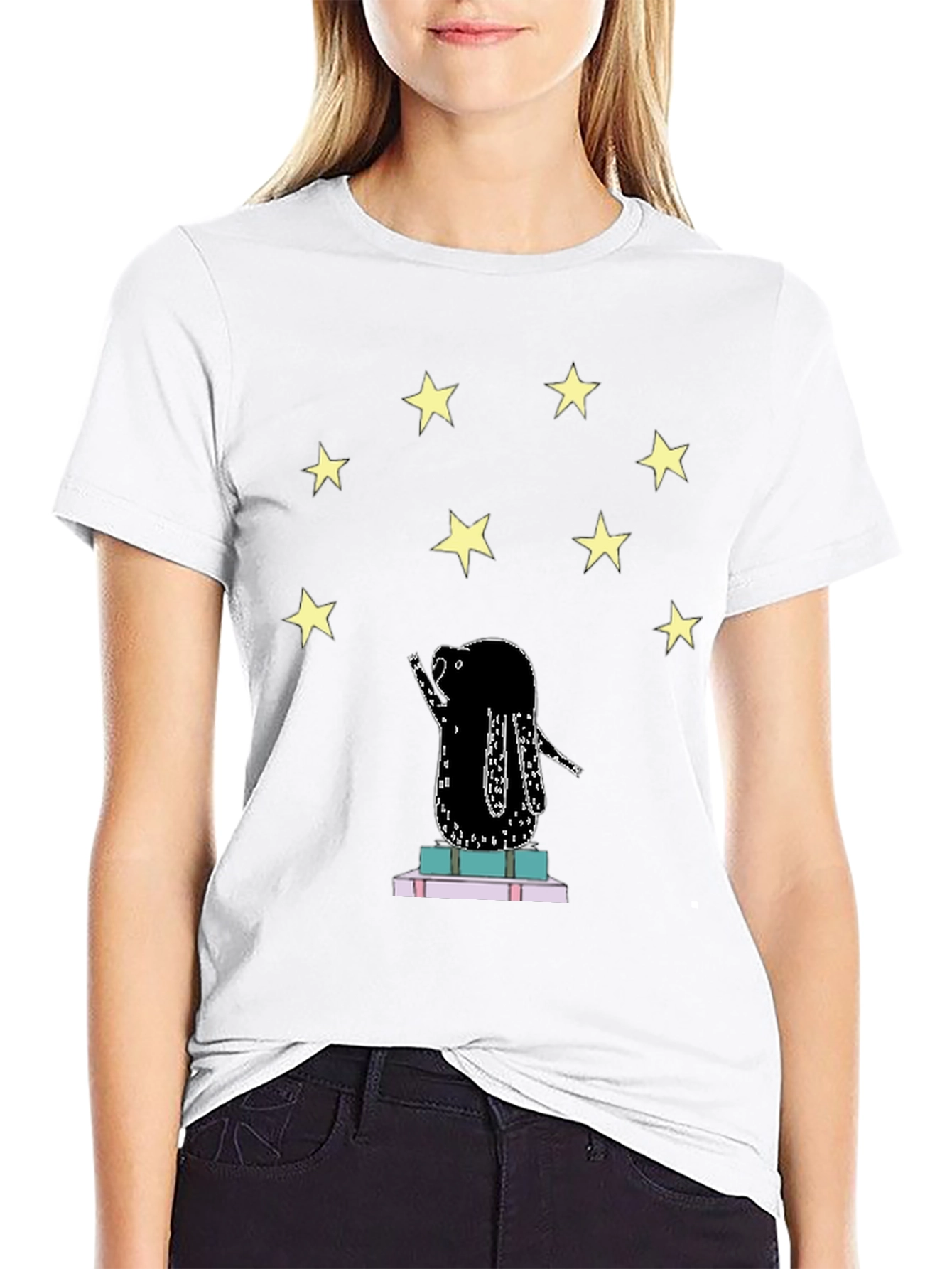 Starry Reader Graphic Tee - Unisex Black T-Shirt