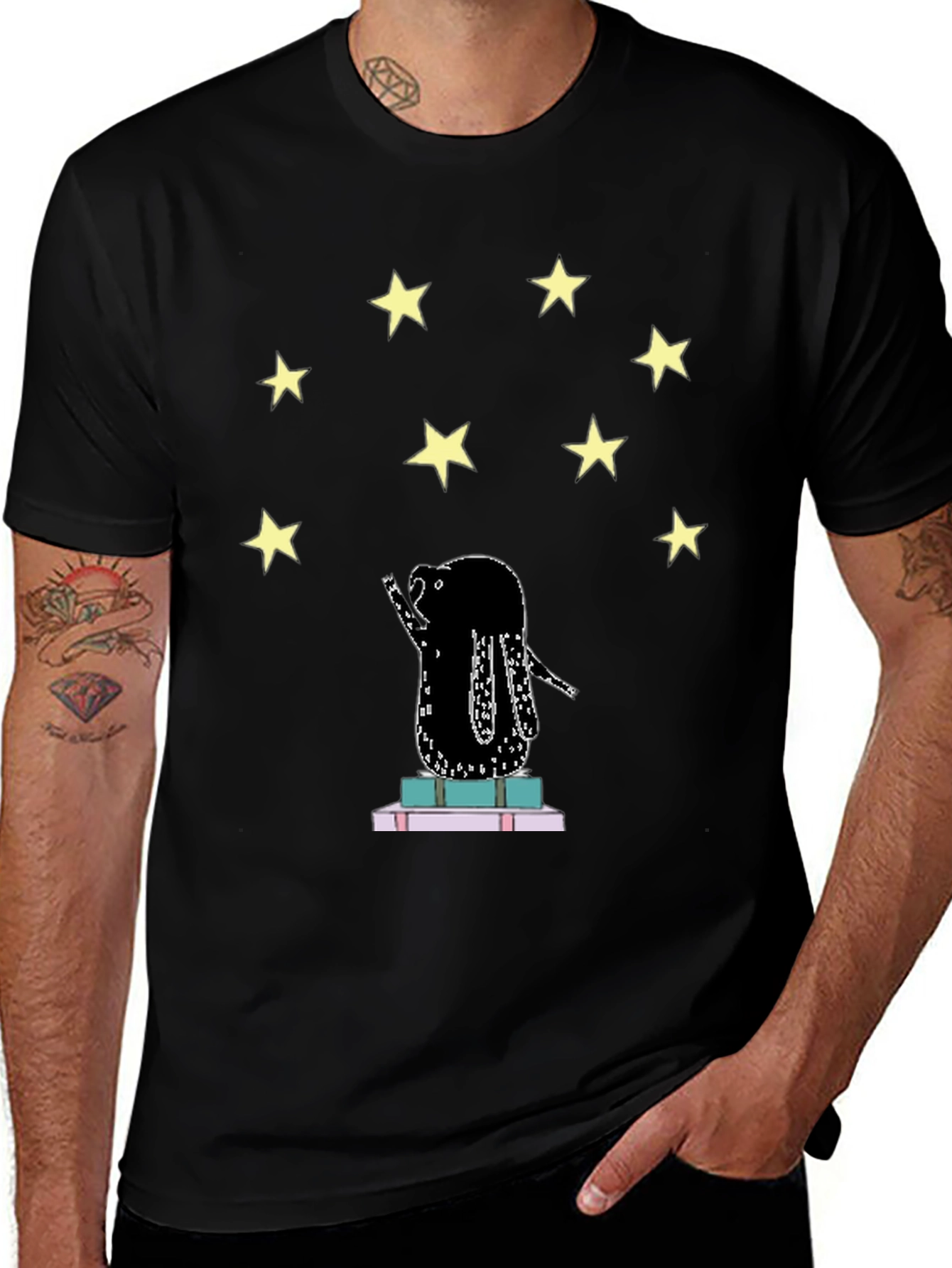 Starry Reader Graphic Tee - Unisex Black T-Shirt