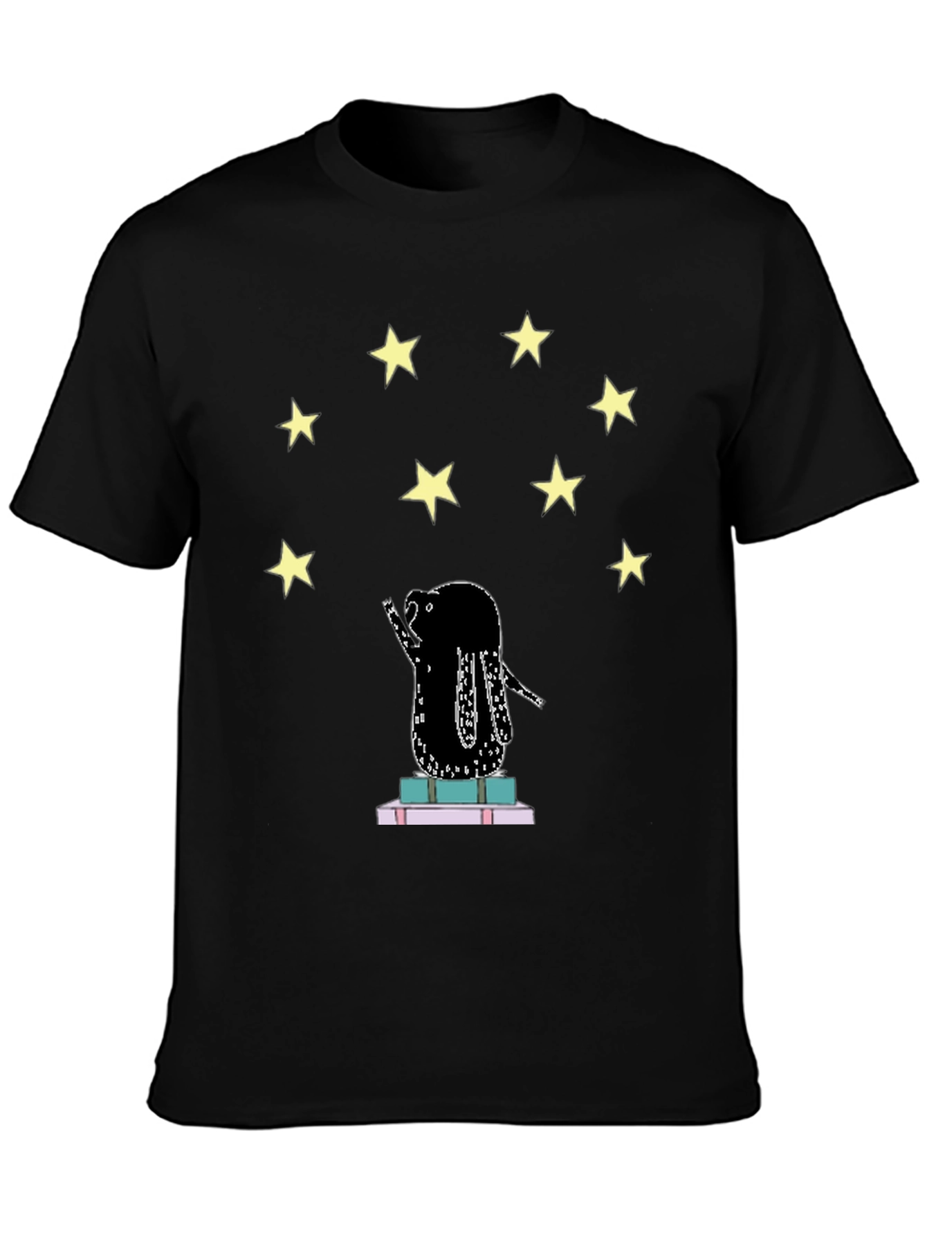 Starry Reader Graphic Tee - Unisex Black T-Shirt